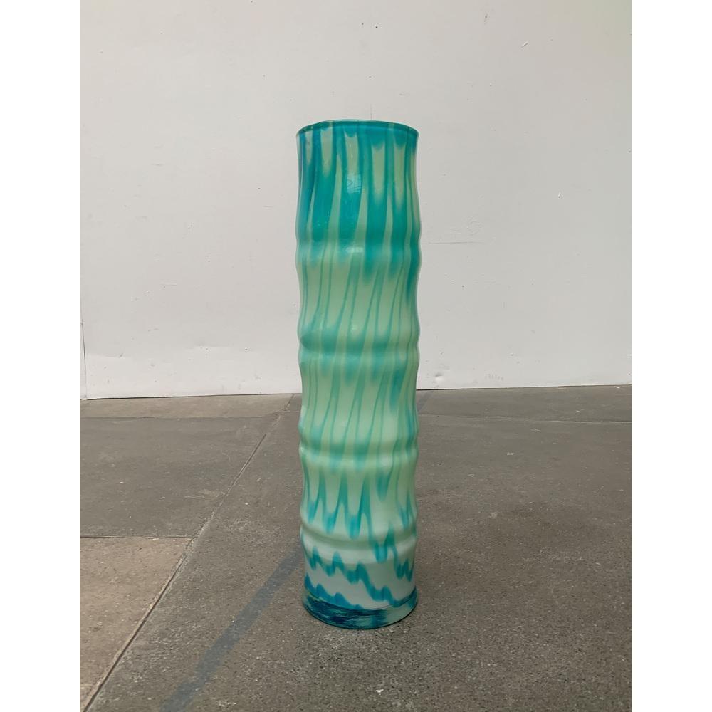 Large Vintage Handmade Glass Floor Vase For Sale 4