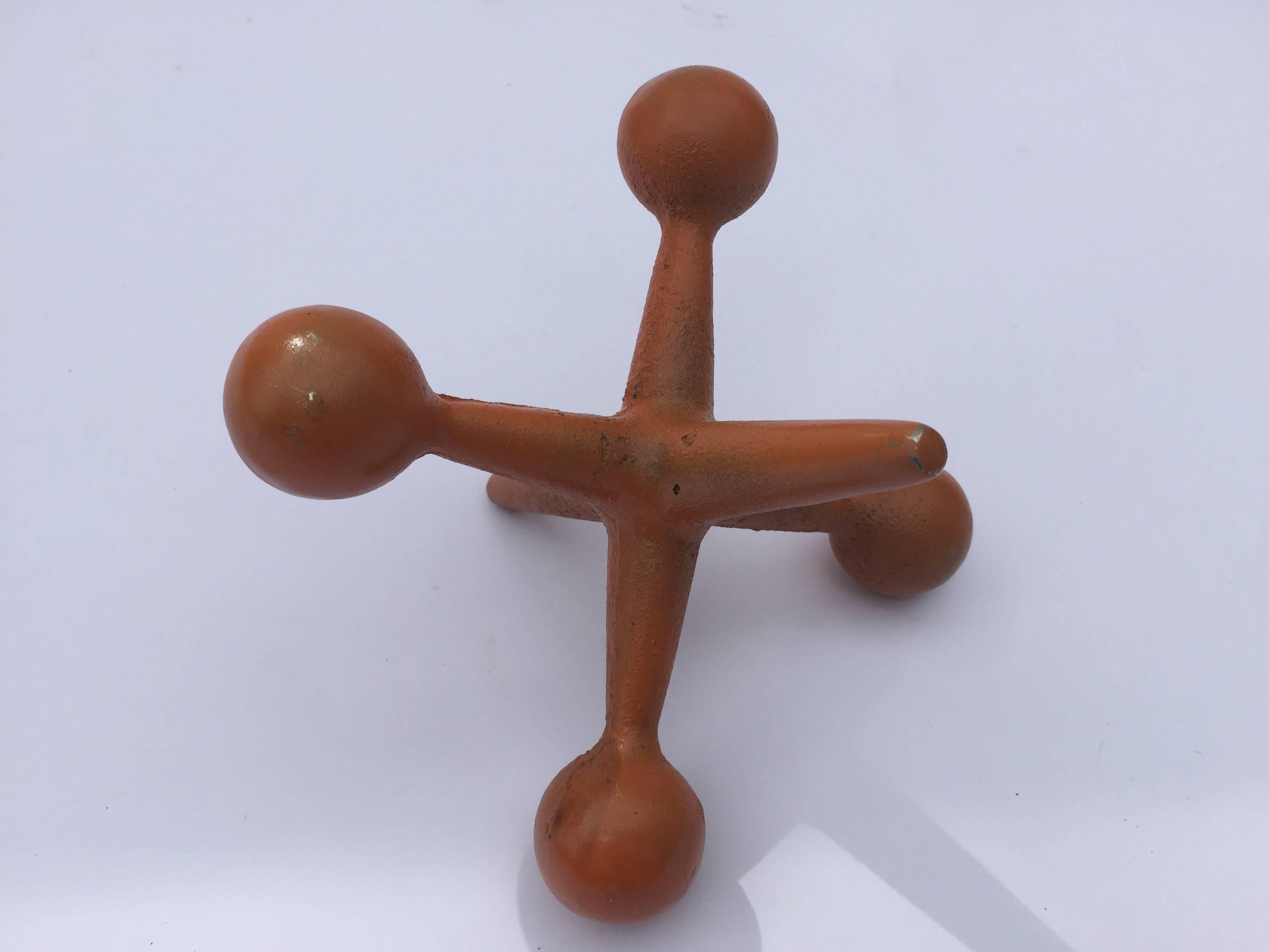 Large Vintage Handmade Iron Jack by Bill Curry Sun Orange Painted In Good Condition In North Hollywood, CA