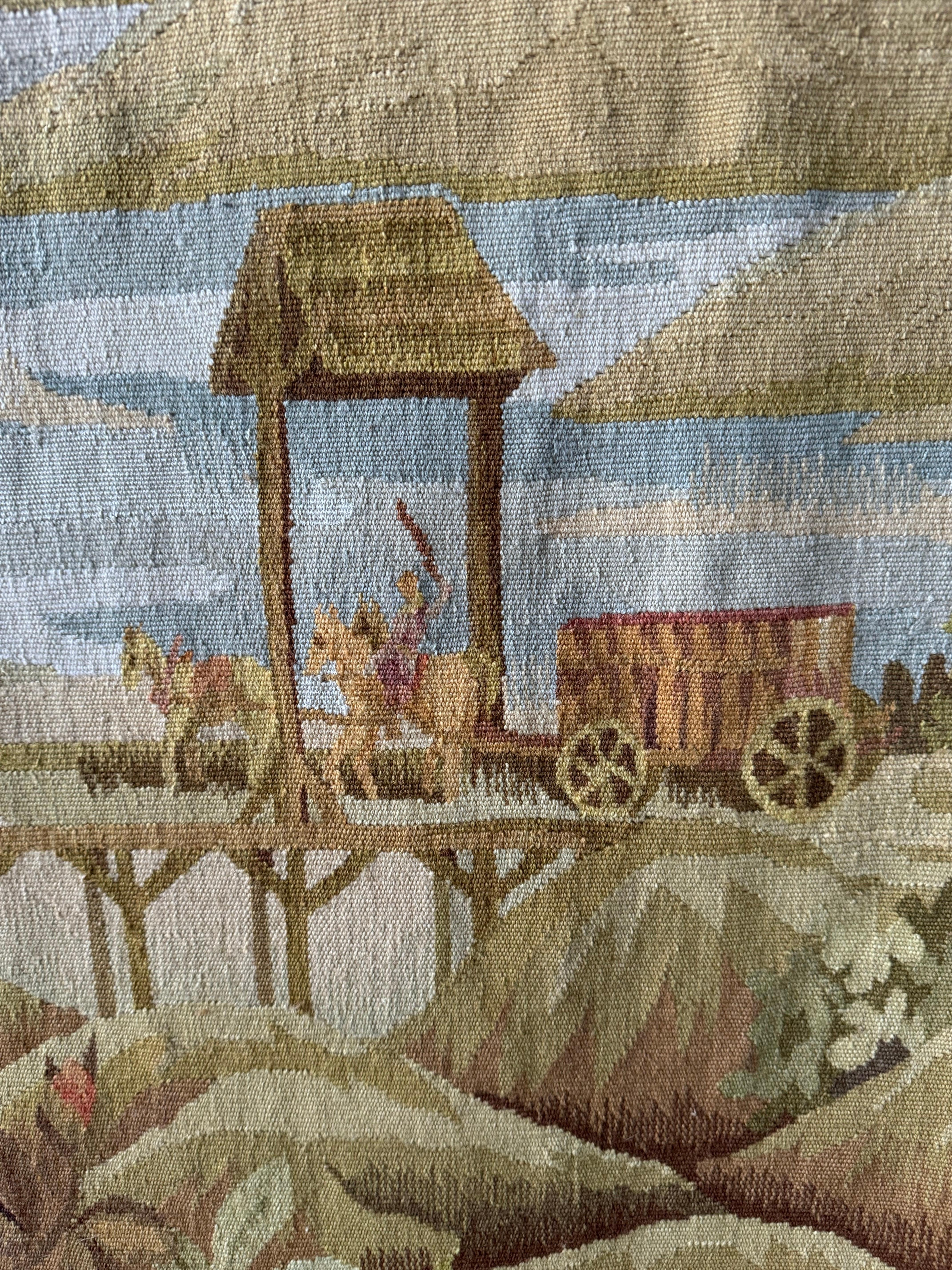 Large Vintage Handwoven Chinoiserie/Asian Tapestry For Sale 4