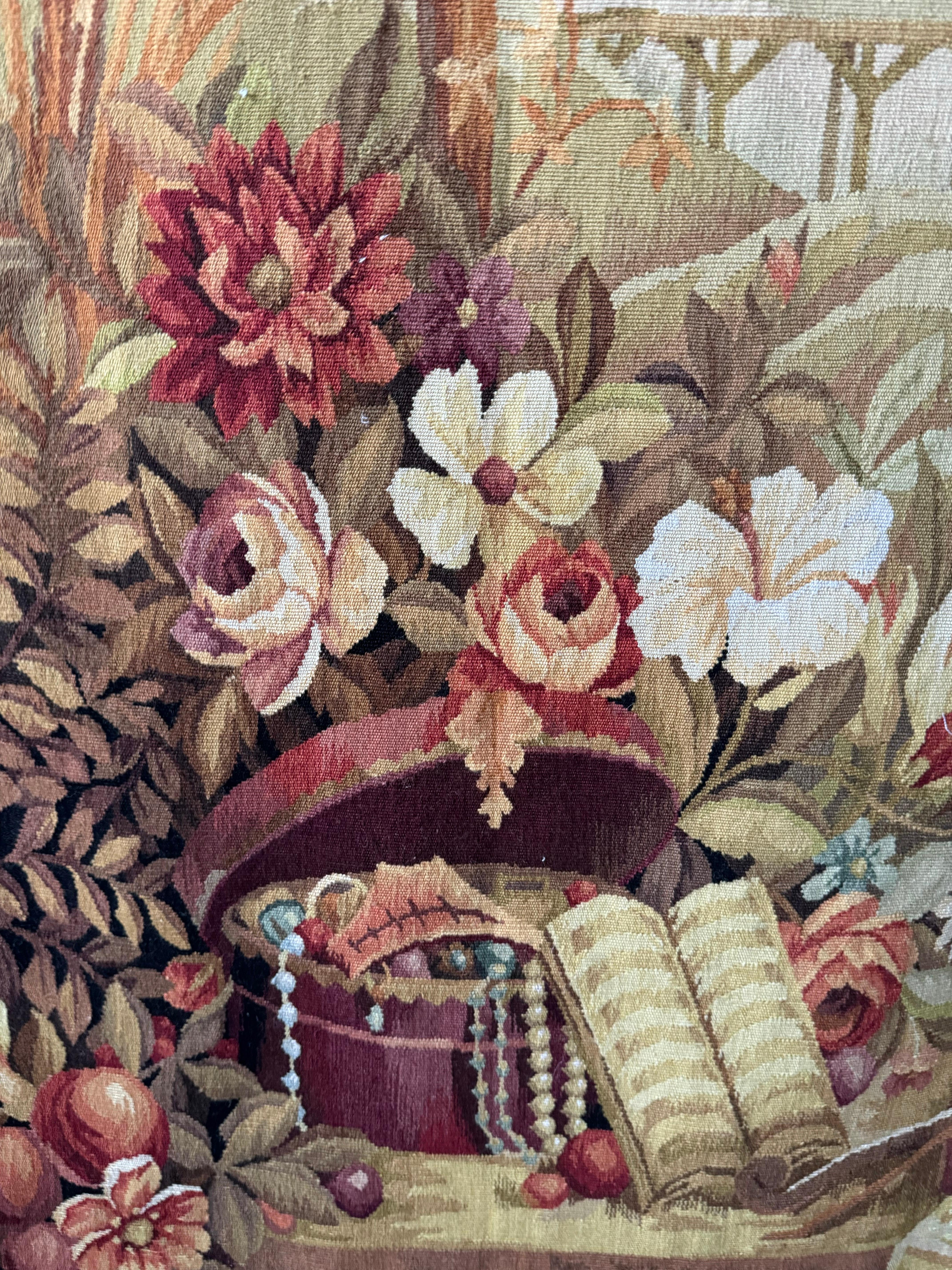 Large Vintage Handwoven Chinoiserie/Asian Tapestry For Sale 5