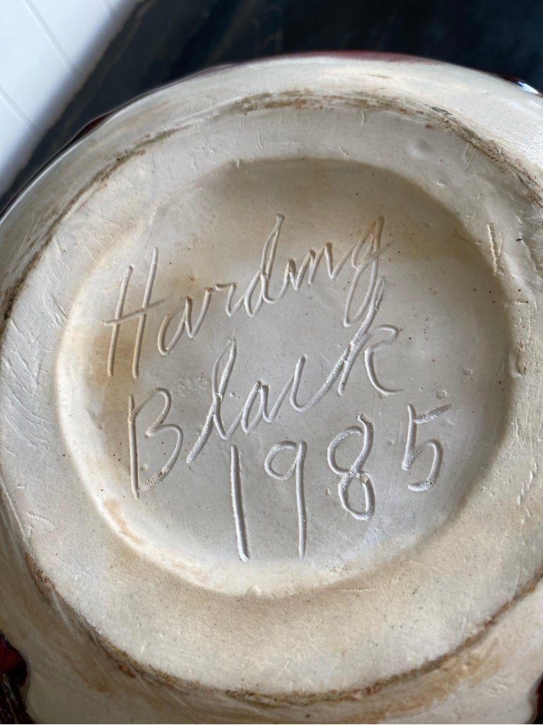 Large Vintage Harding Black Ceramic Vase For Sale at 1stDibs