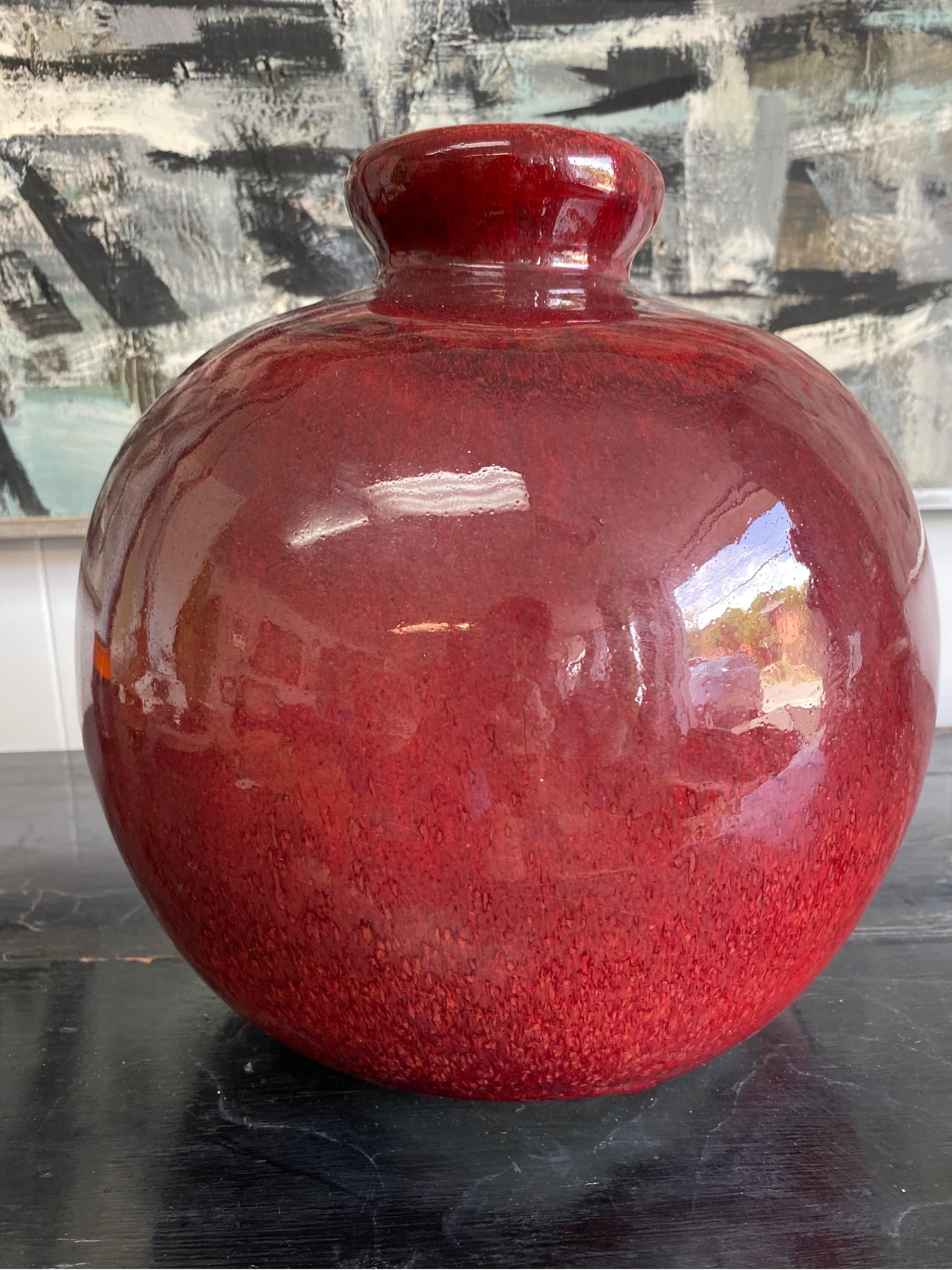 Large Vintage Harding Black Ceramic Vase In Good Condition In San Antonio, TX