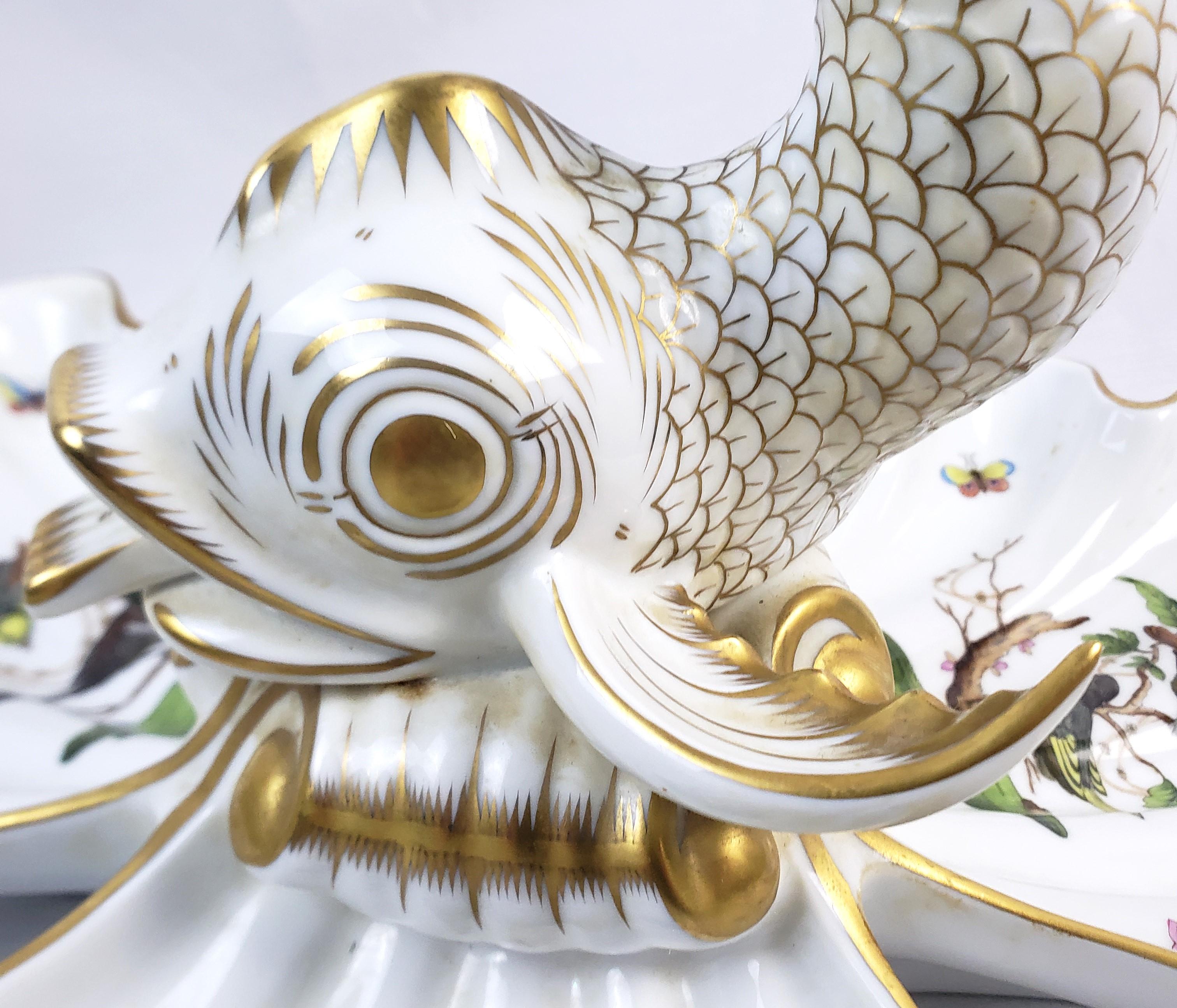 Grand centre de table vintage en porcelaine Herend Rothschild à motif d'oiseaux en vente 4