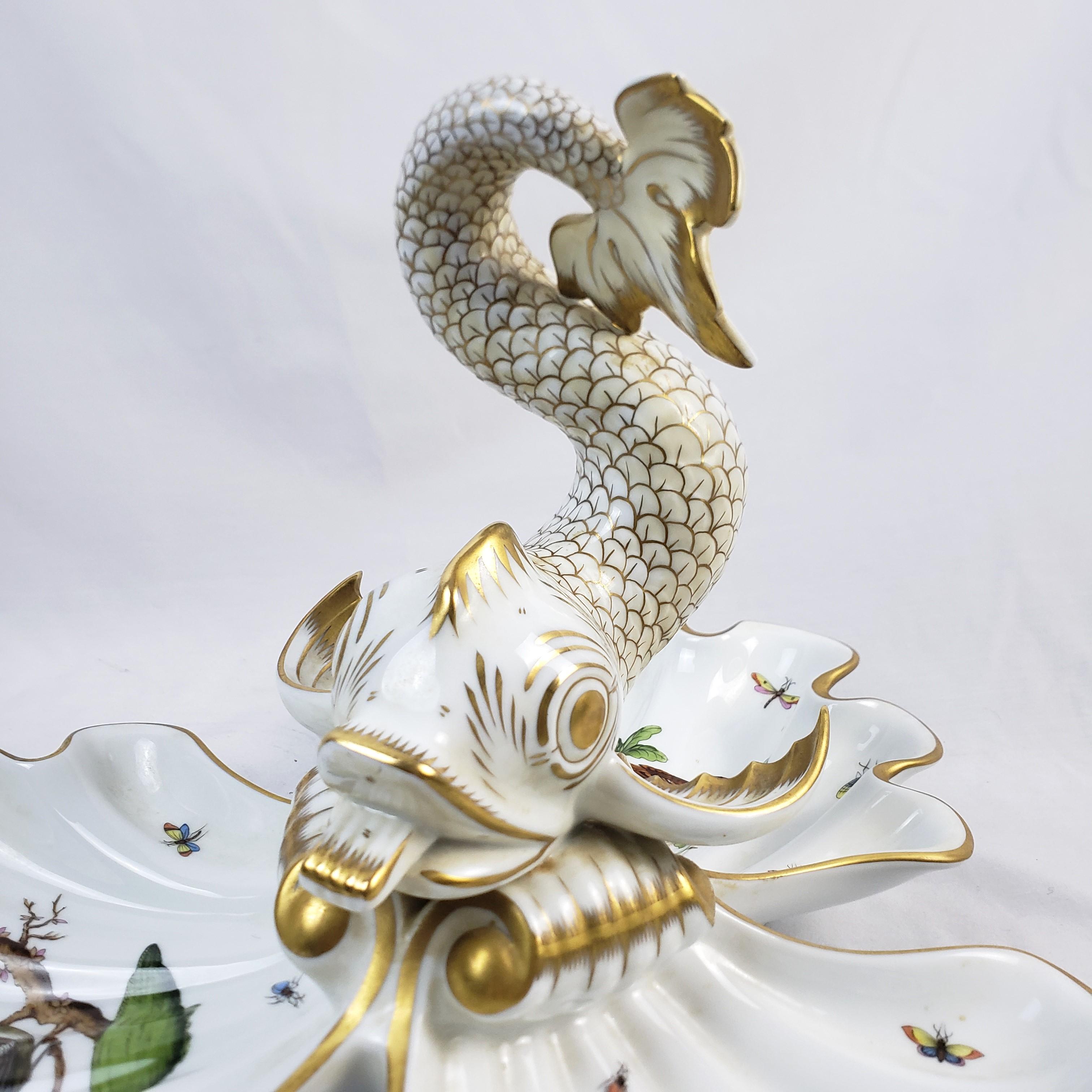 Grand centre de table vintage en porcelaine Herend Rothschild à motif d'oiseaux en vente 5