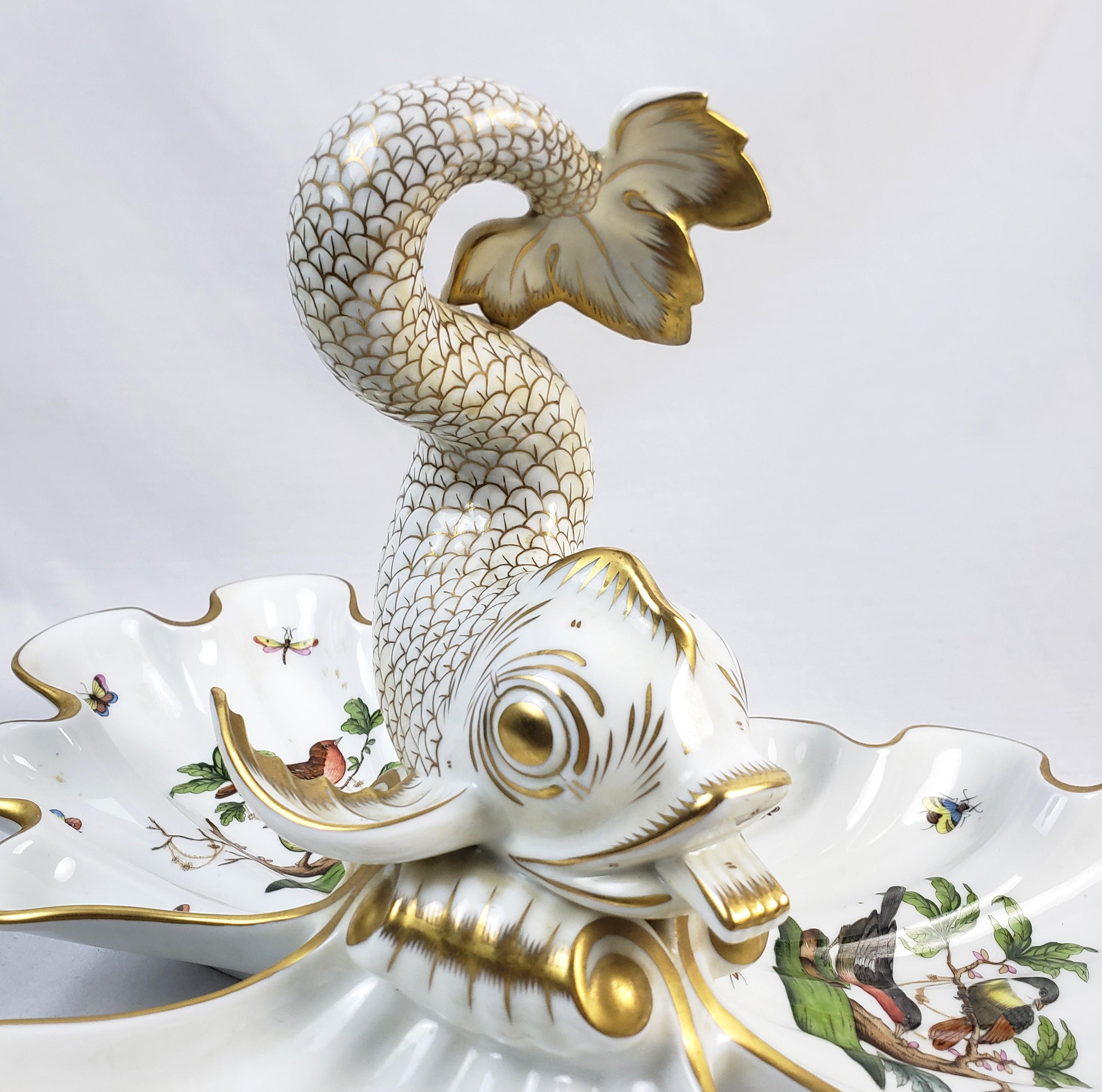 Grand centre de table vintage en porcelaine Herend Rothschild à motif d'oiseaux en vente 6
