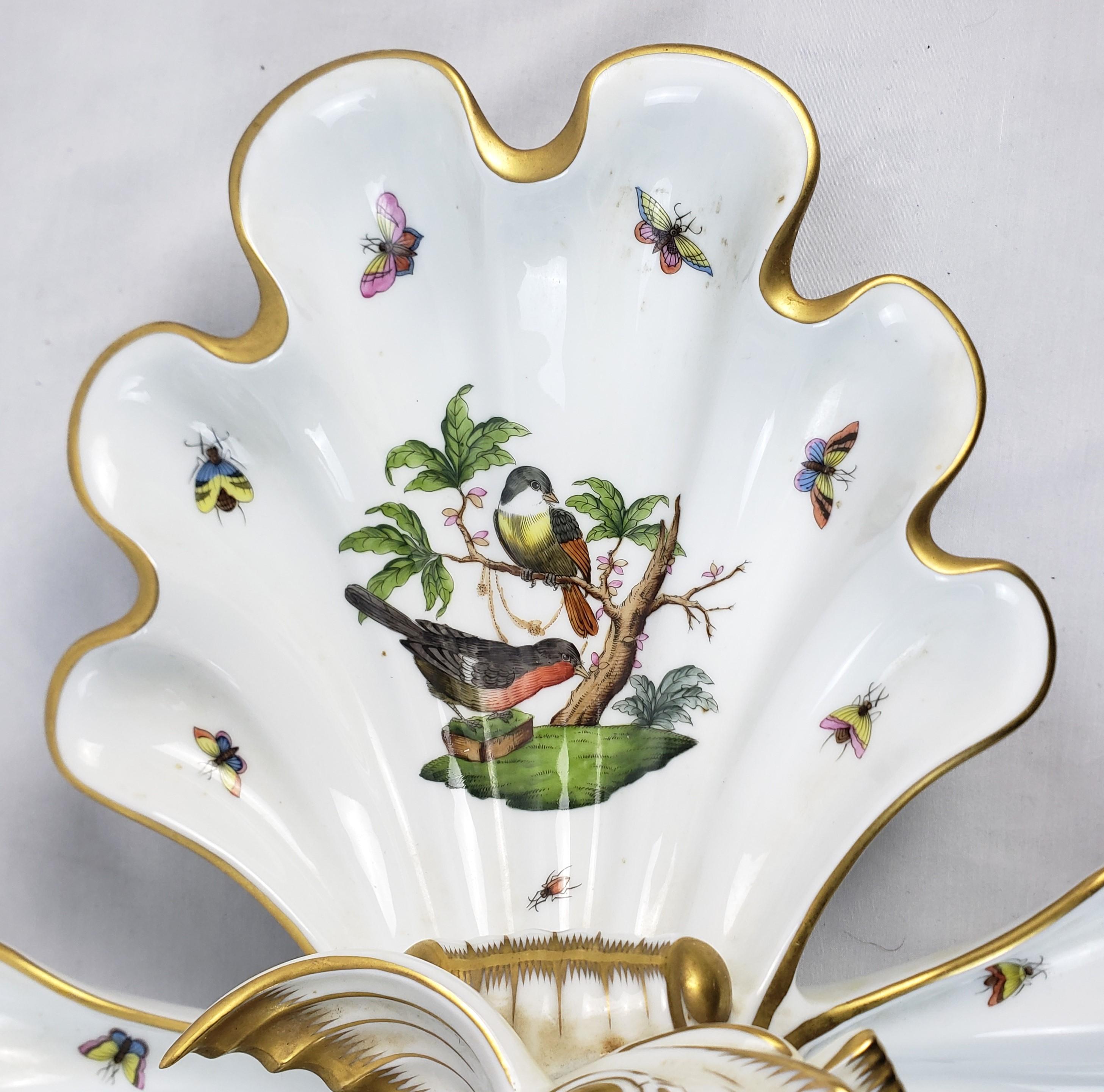 Large Vintage Herend Porcelain Rothschild Bird Pattern Centerpiece with Coy Fish For Sale 8
