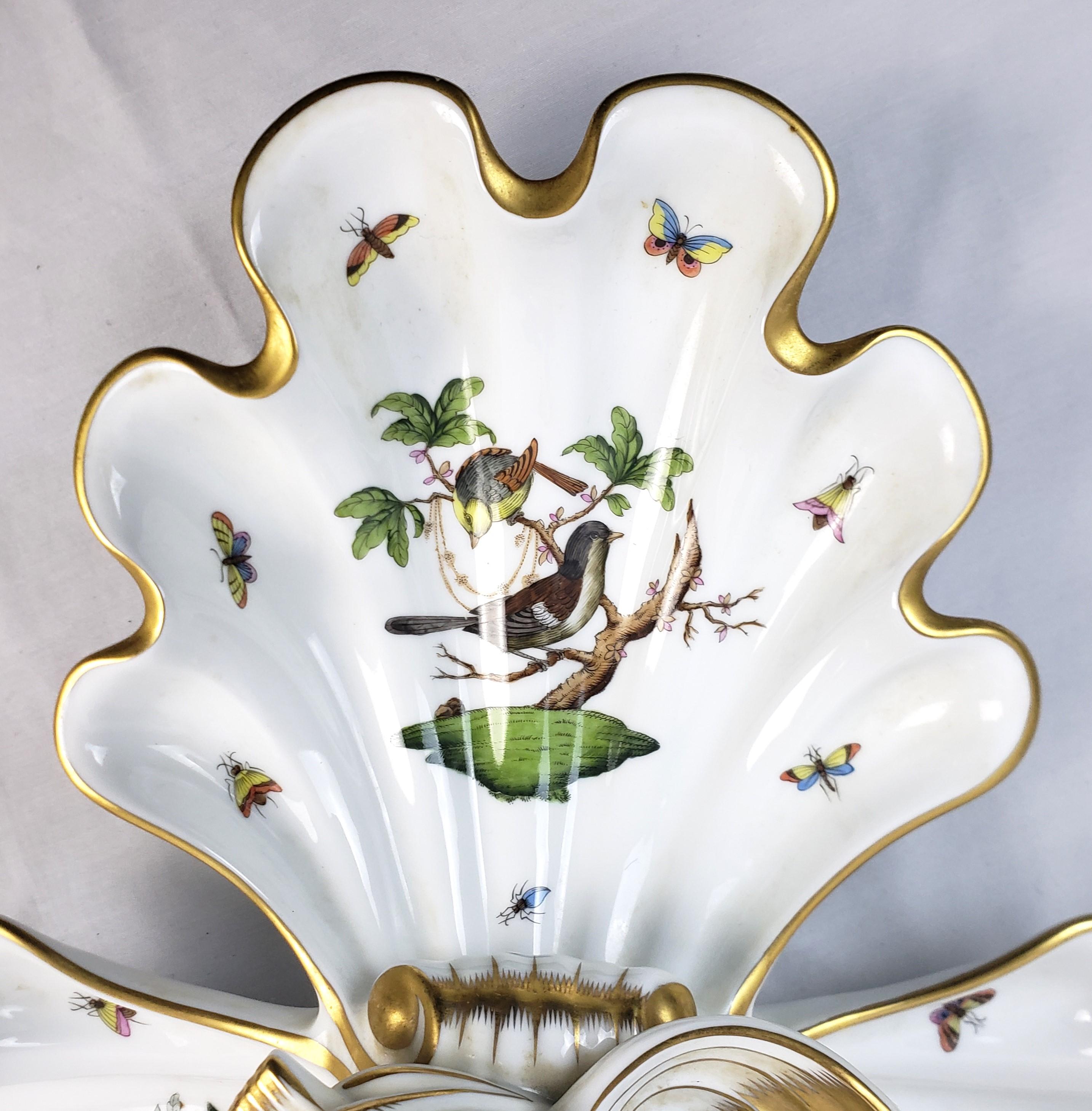 Large Vintage Herend Porcelain Rothschild Bird Pattern Centerpiece with Coy Fish For Sale 10