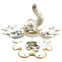Grand centre de table vintage en porcelaine Herend Rothschild à motif d'oiseaux