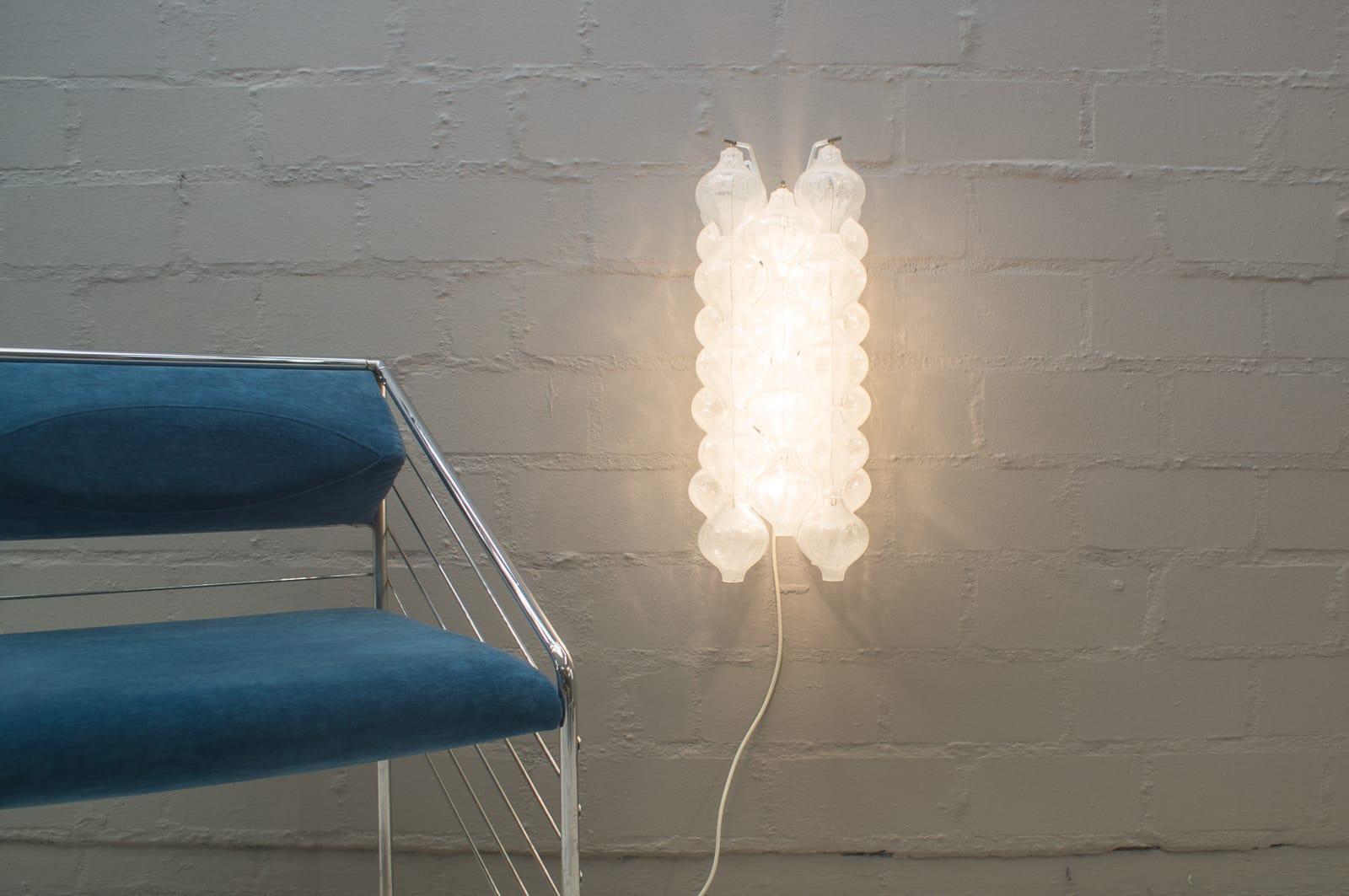 Frosted Large Vintage High Squid Tulipan Wall Lamp by J.T. Kalmar for Kalmar, 1960s