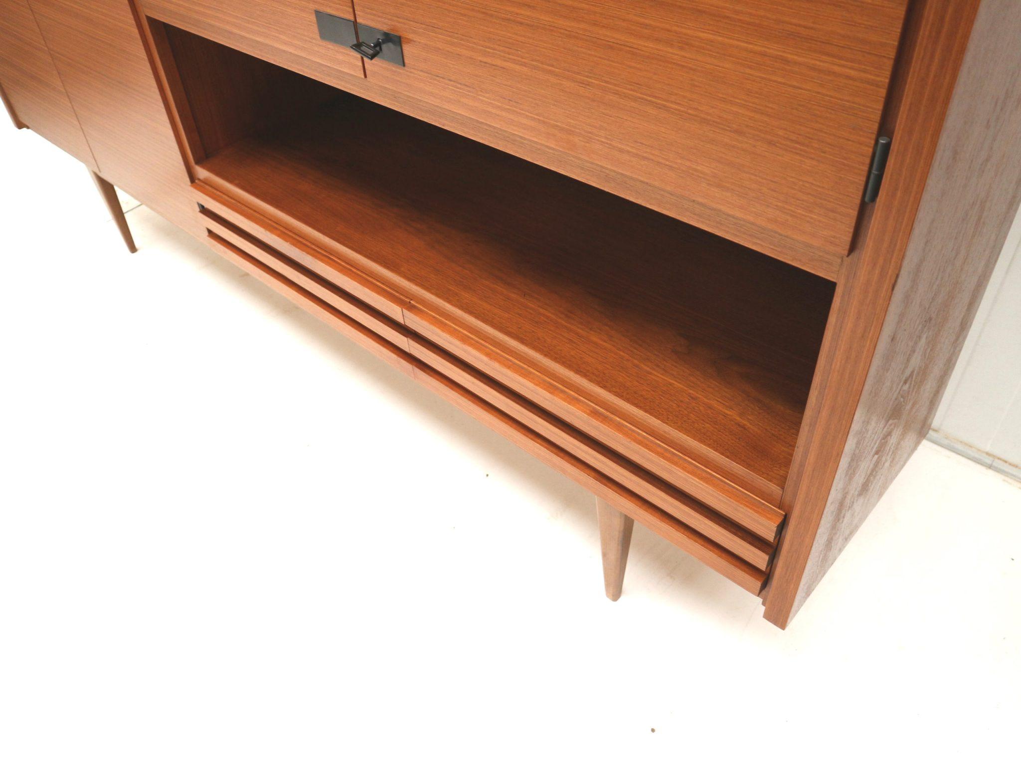 Mid-20th Century Large vintage highboard sideboard / wall unit made of teak from the 1960s For Sale