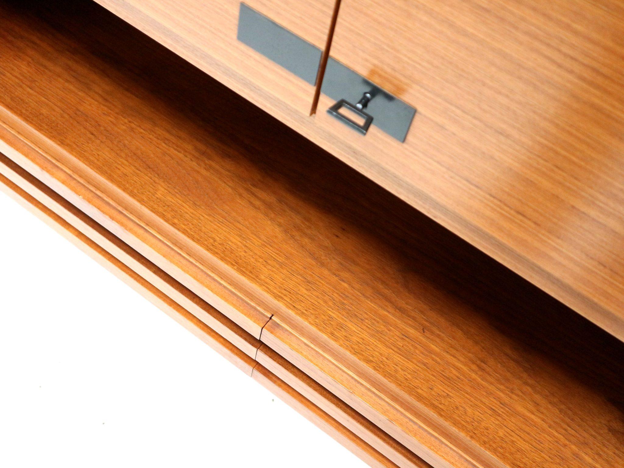 Teak Large vintage highboard sideboard / wall unit made of teak from the 1960s For Sale