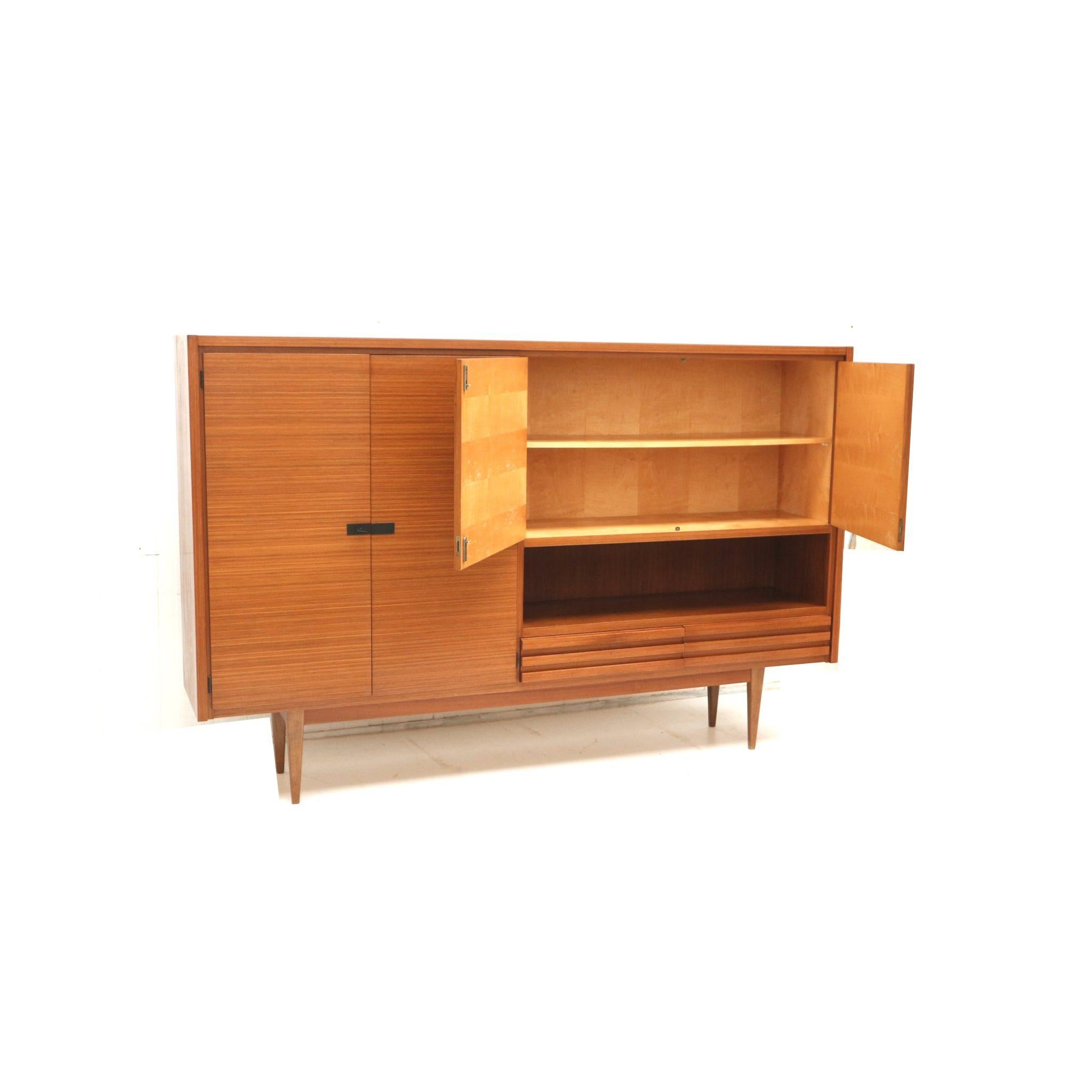 Large vintage highboard sideboard / wall unit made of teak from the 1960s For Sale 1