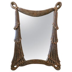 Large Vintage Hollywood Regency American Swagged & Draped Wall or Floor Mirror