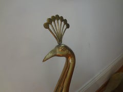 Large Vintage Hollywood Regency Brass Peacock