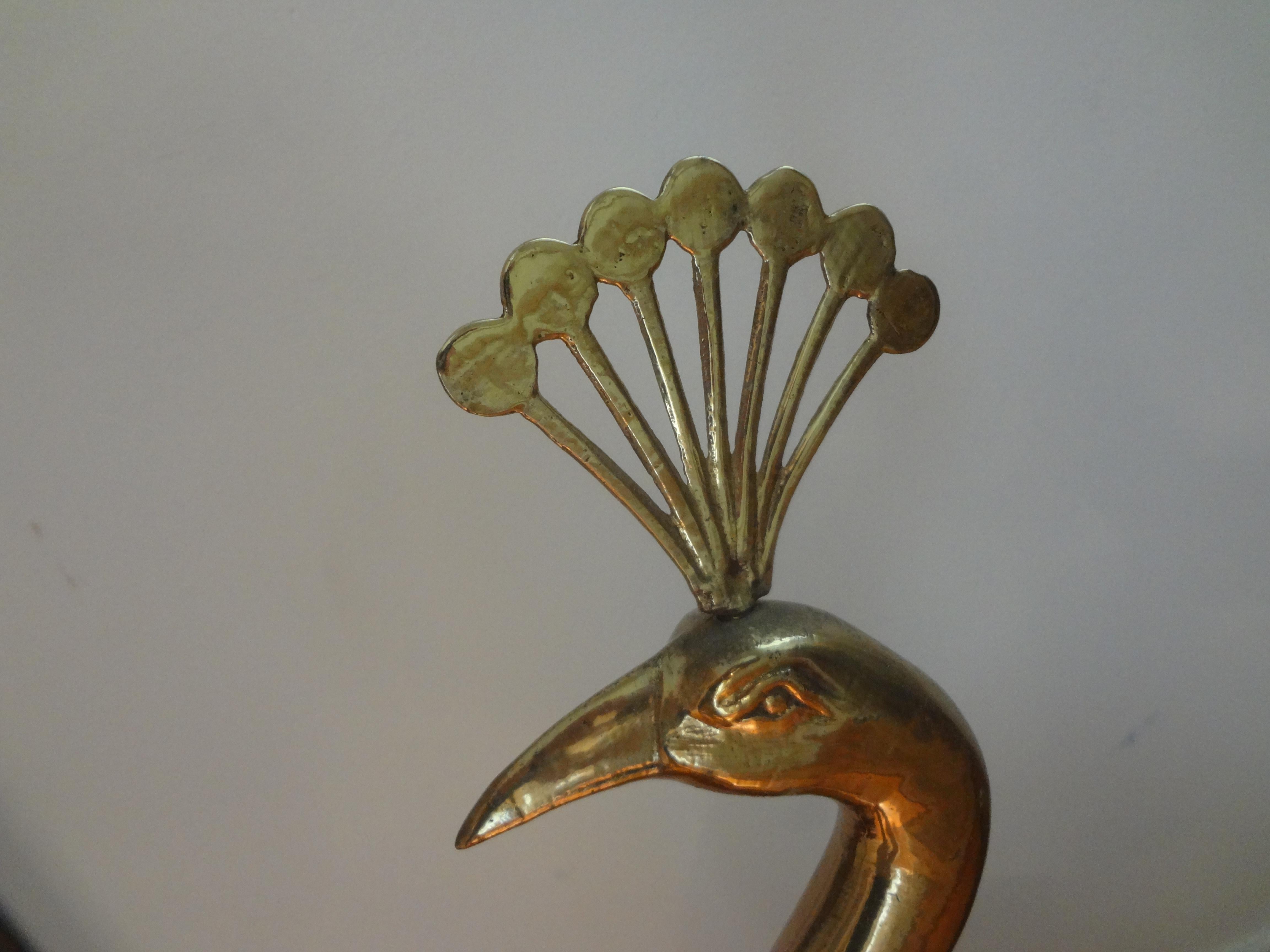 Unknown Large Vintage Hollywood Regency Brass Peacock