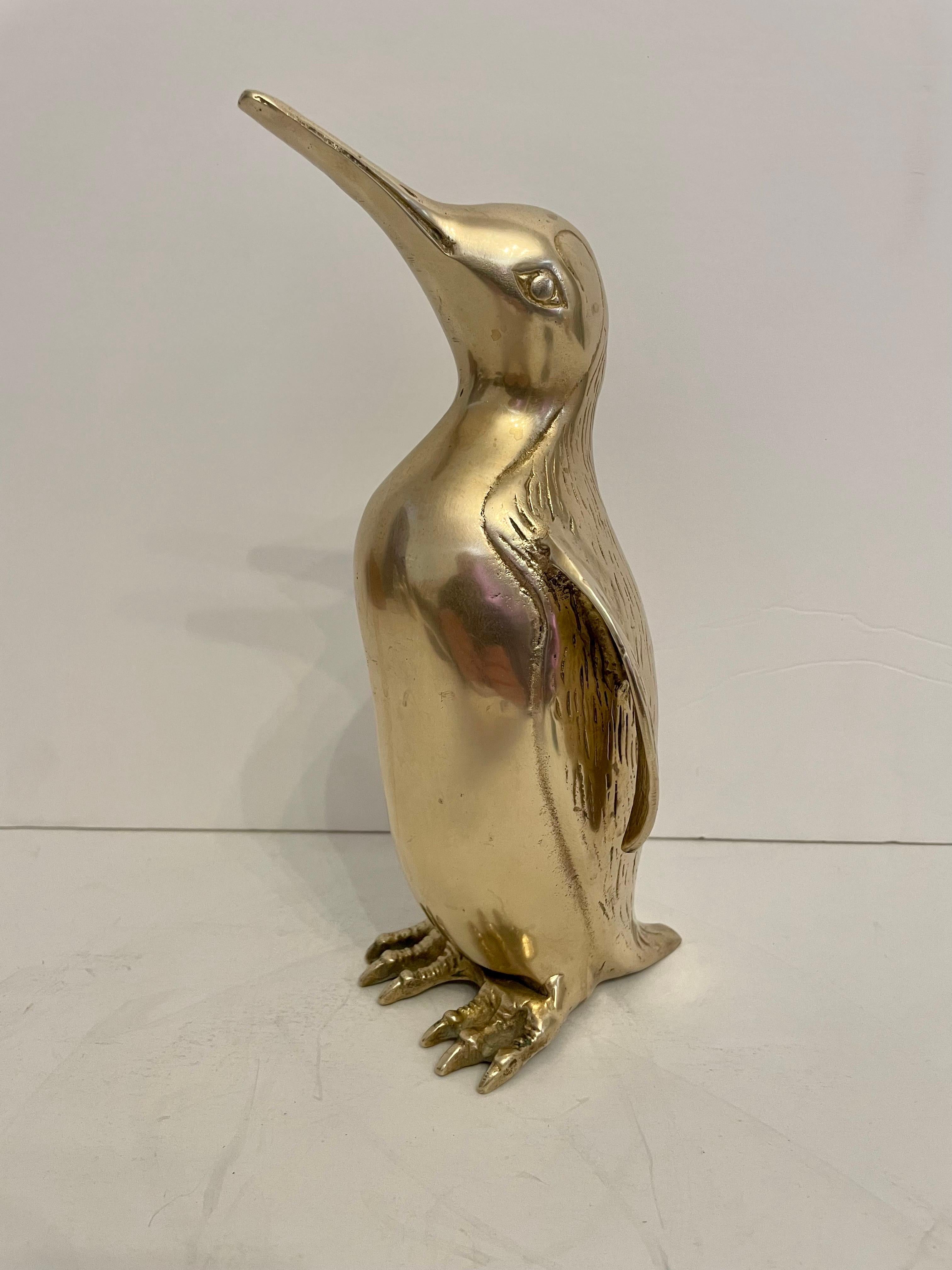 Korean  Large Vintage Hollywood Regency Brass Penguin Sculpture For Sale