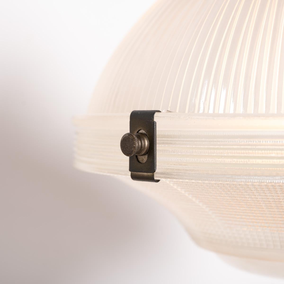 Large Vintage Holophane Prismatic Glass Three Part Chapel Pendant Lights For Sale 1