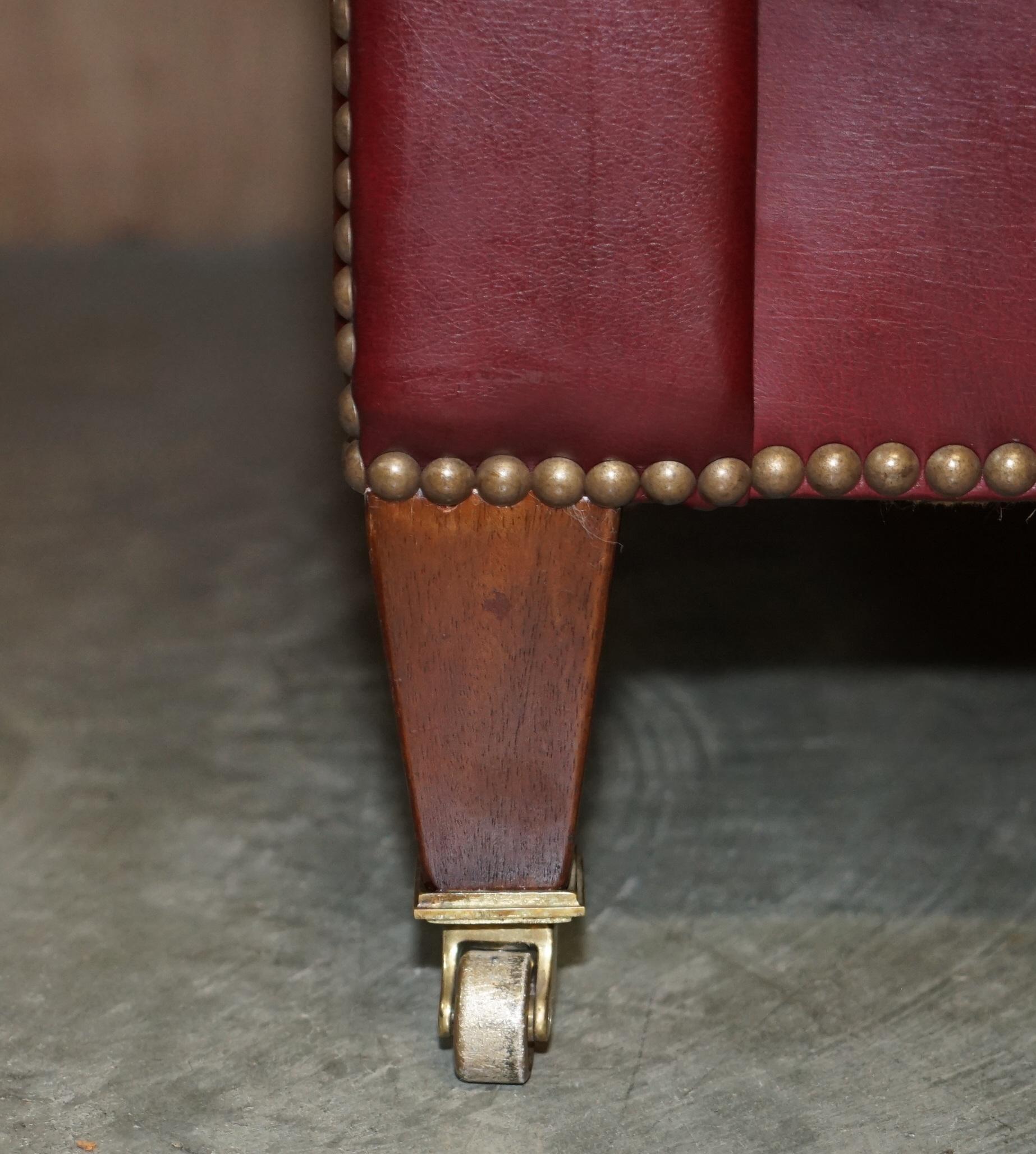 Large Vintage Howard & Son's Oxblood Leather Fully Stamped Chesterfield Sofa For Sale 3