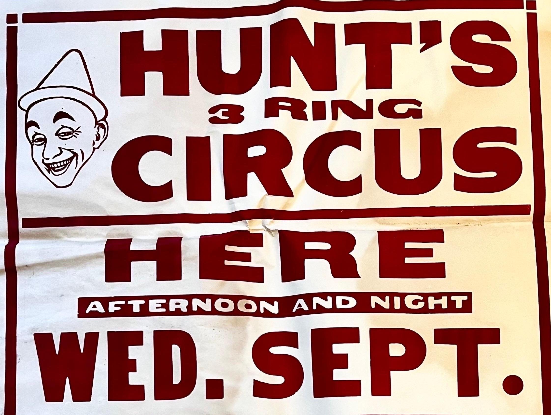 Große Vintage Hunt's 3 Ring Circus Datum Poster 28 