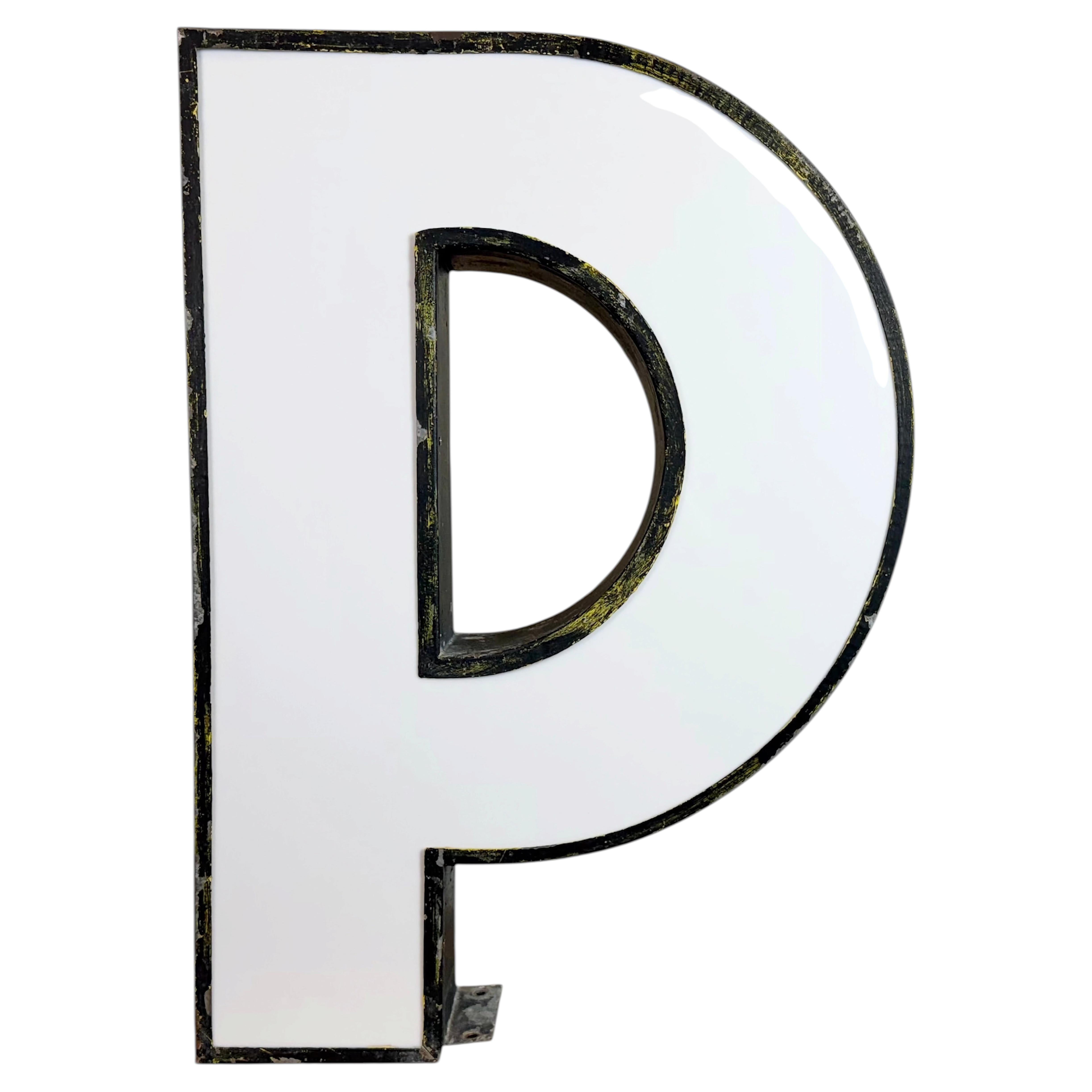 Large Vintage Illuminated Advertising Letter P, 1960s
