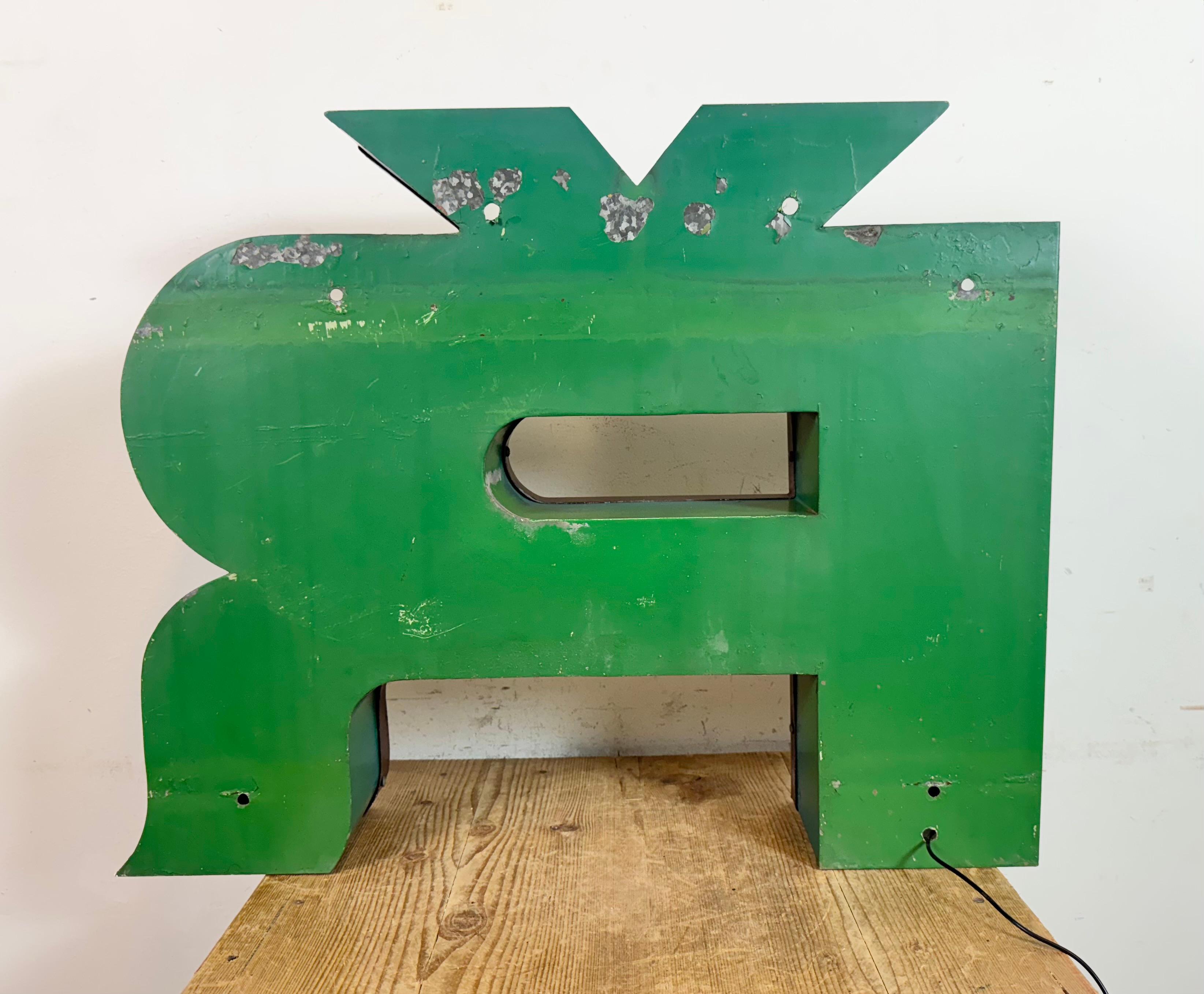 Large Vintage Illuminated Advertising Letter Ř , 1960s For Sale 3