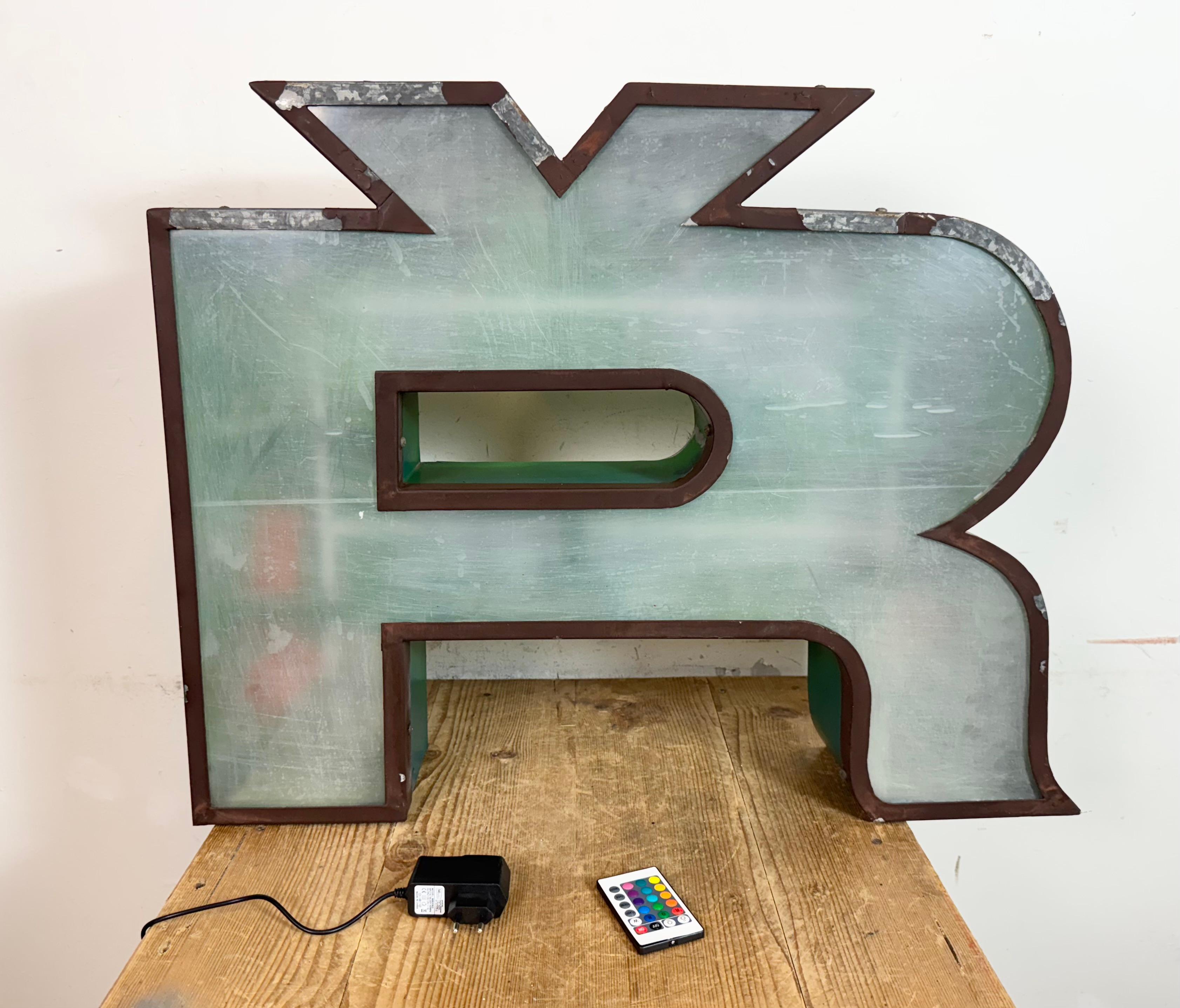 Large Vintage Illuminated Advertising Letter Ř , 1960s For Sale 4