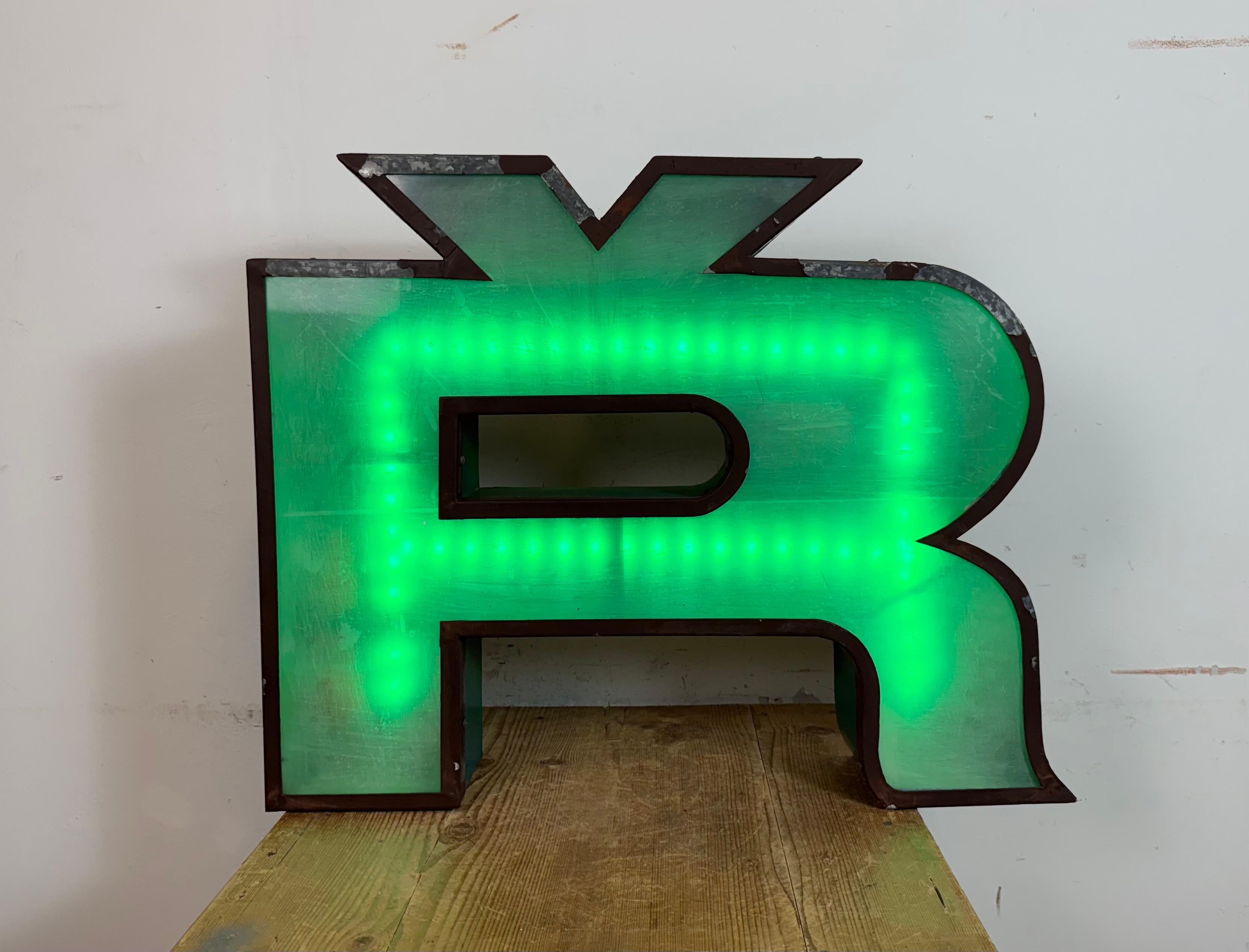 Large Vintage Illuminated Advertising Letter Ř , 1960s For Sale 5