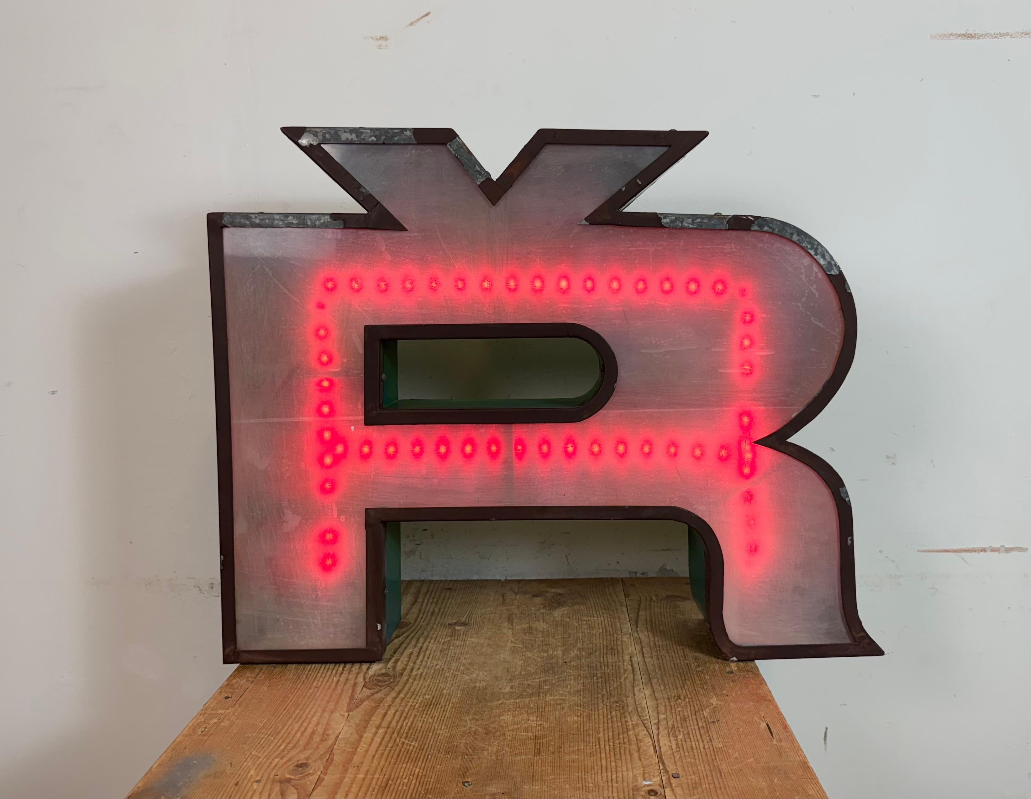Large Vintage Illuminated Advertising Letter Ř , 1960s For Sale 6