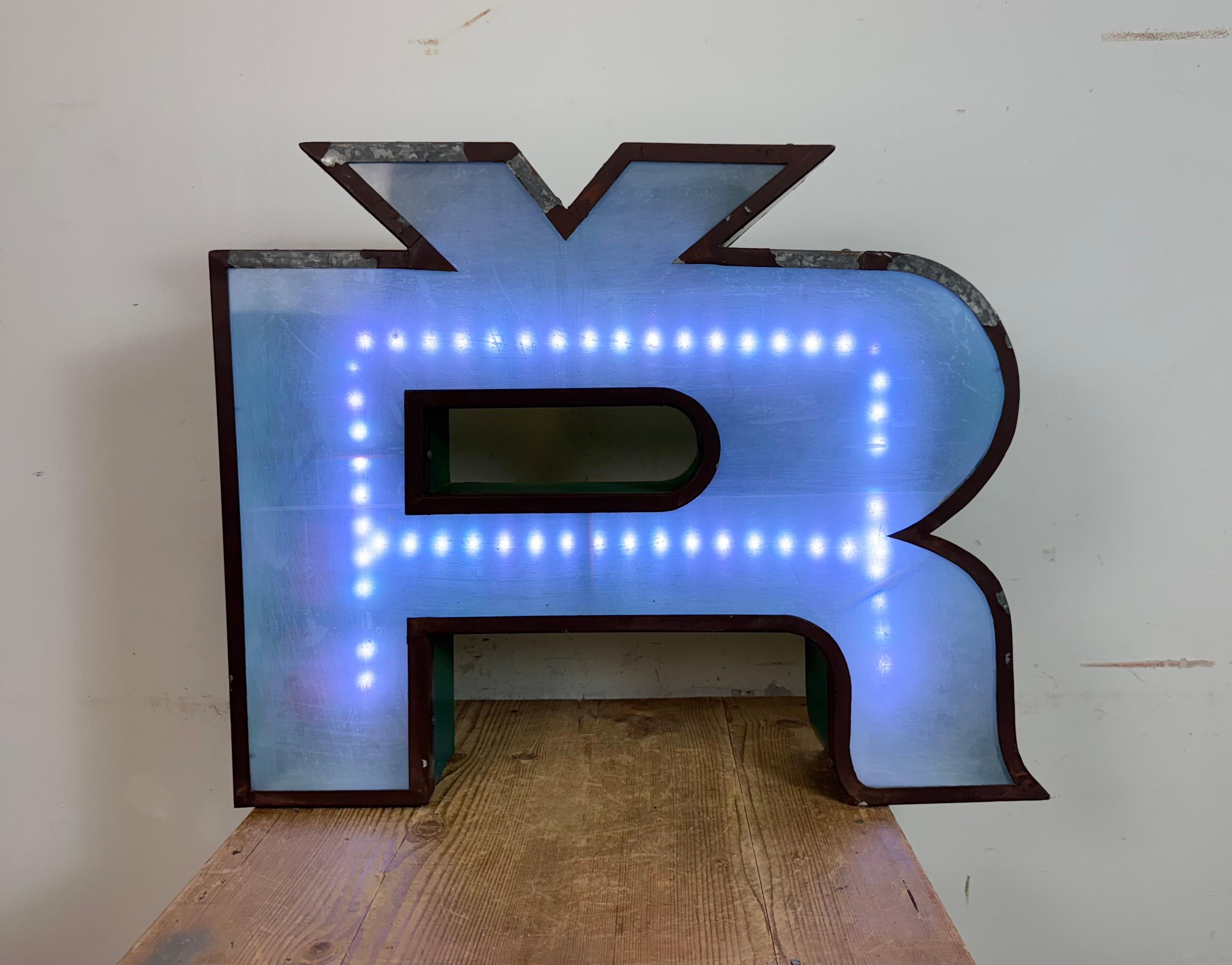 Large Vintage Illuminated Advertising Letter Ř , 1960s For Sale 7