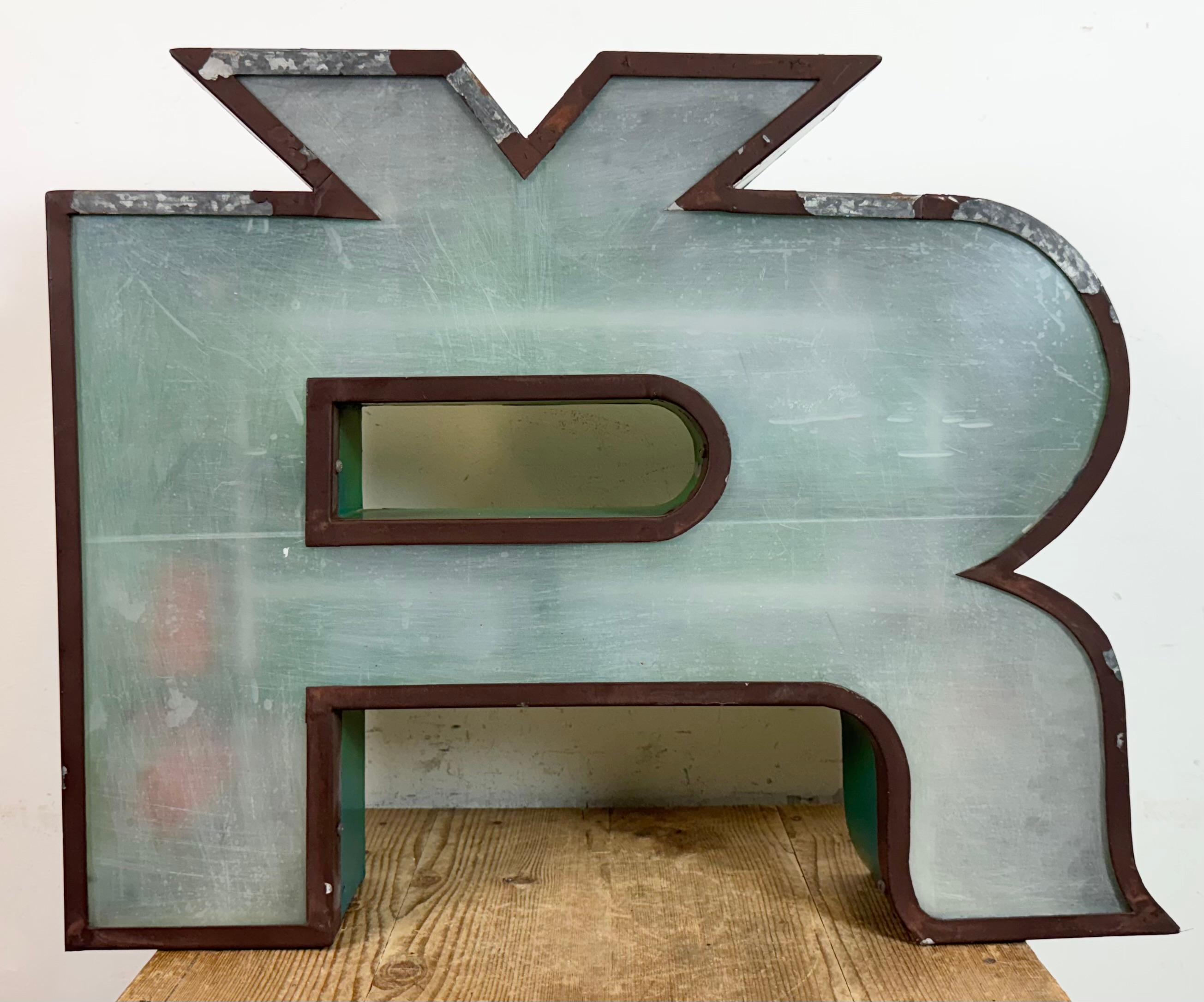 Industrial Large Vintage Illuminated Advertising Letter Ř , 1960s For Sale