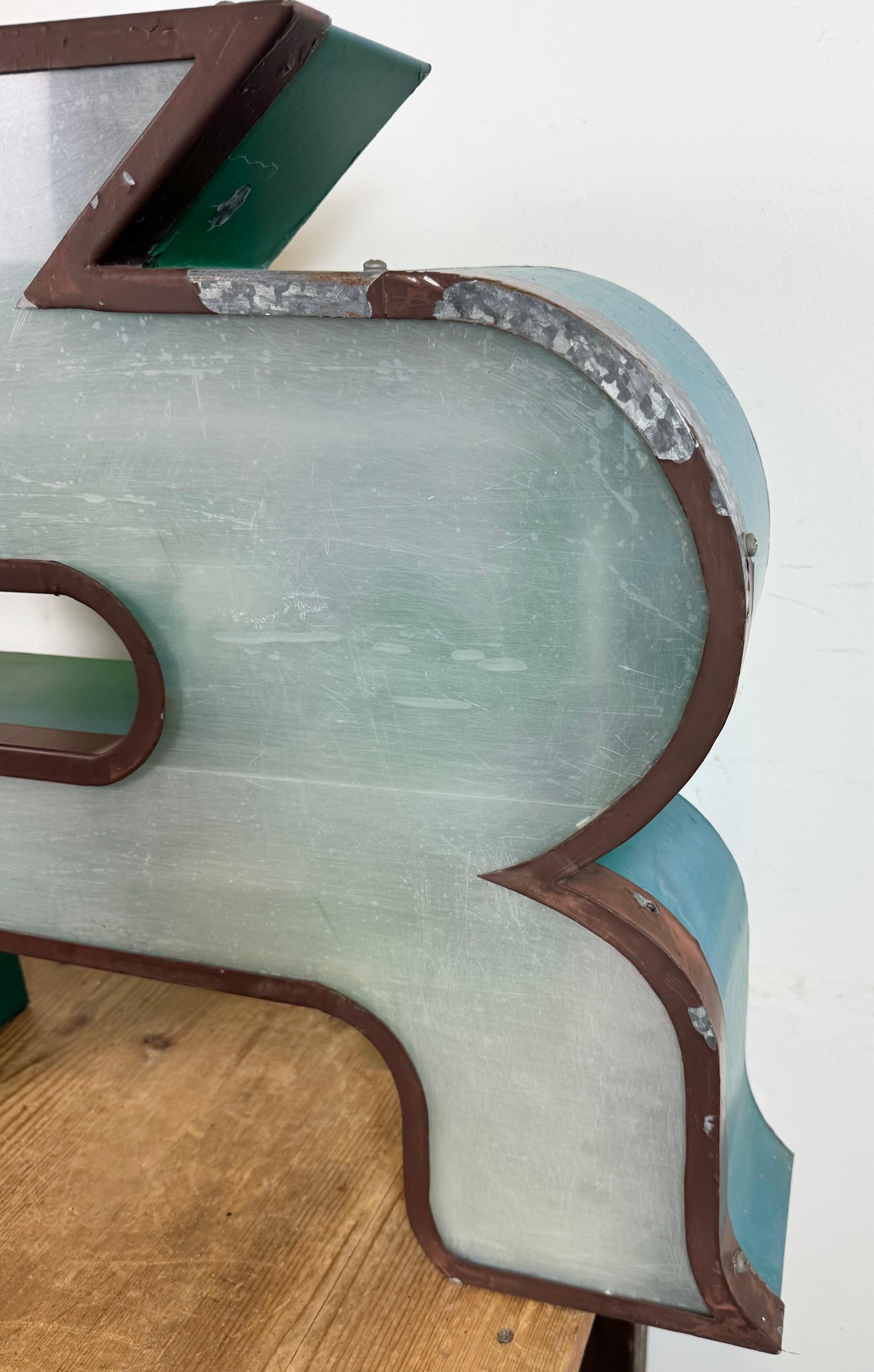 20th Century Large Vintage Illuminated Advertising Letter Ř , 1960s For Sale