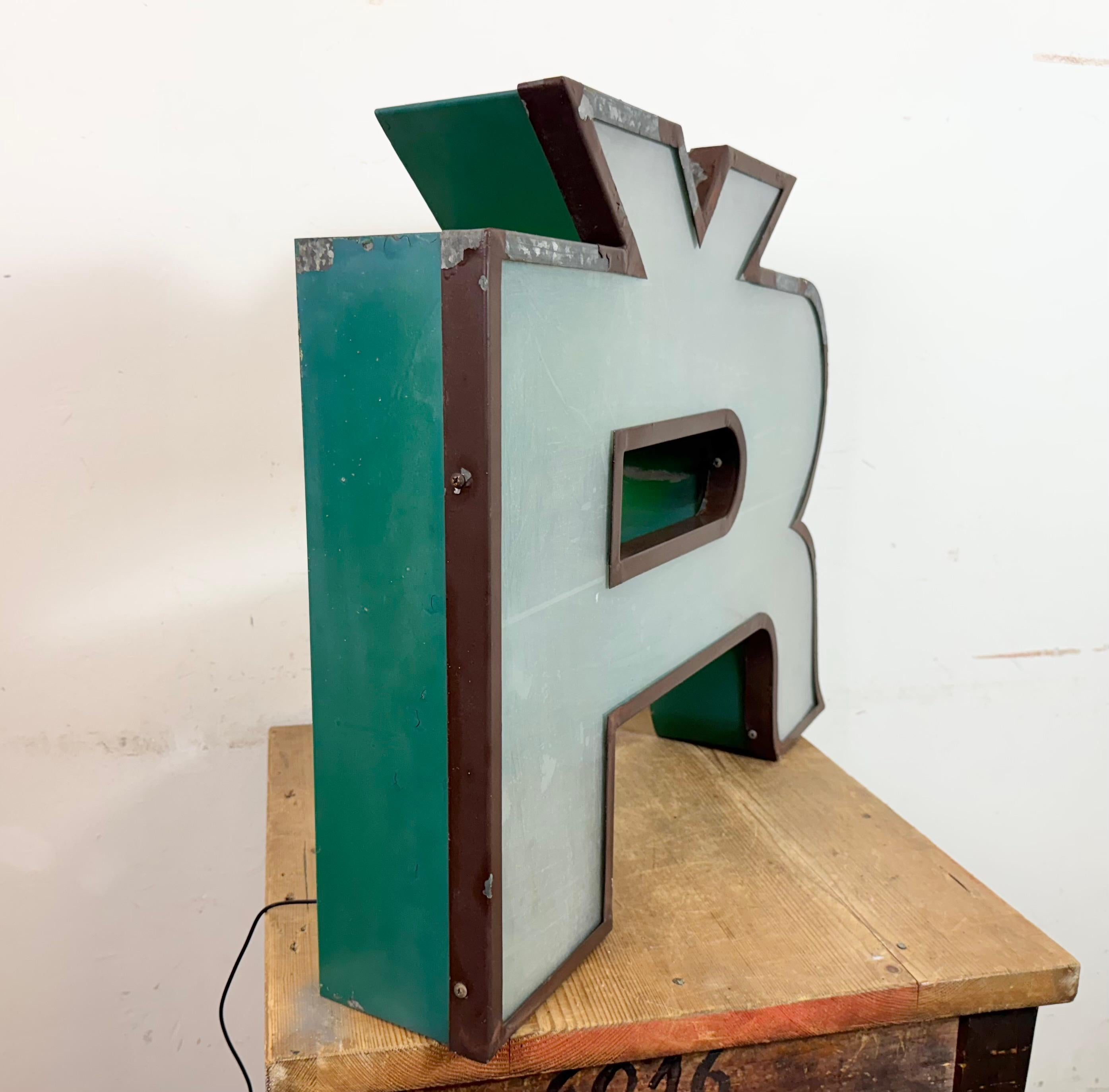 Large Vintage Illuminated Advertising Letter Ř , 1960s For Sale 2