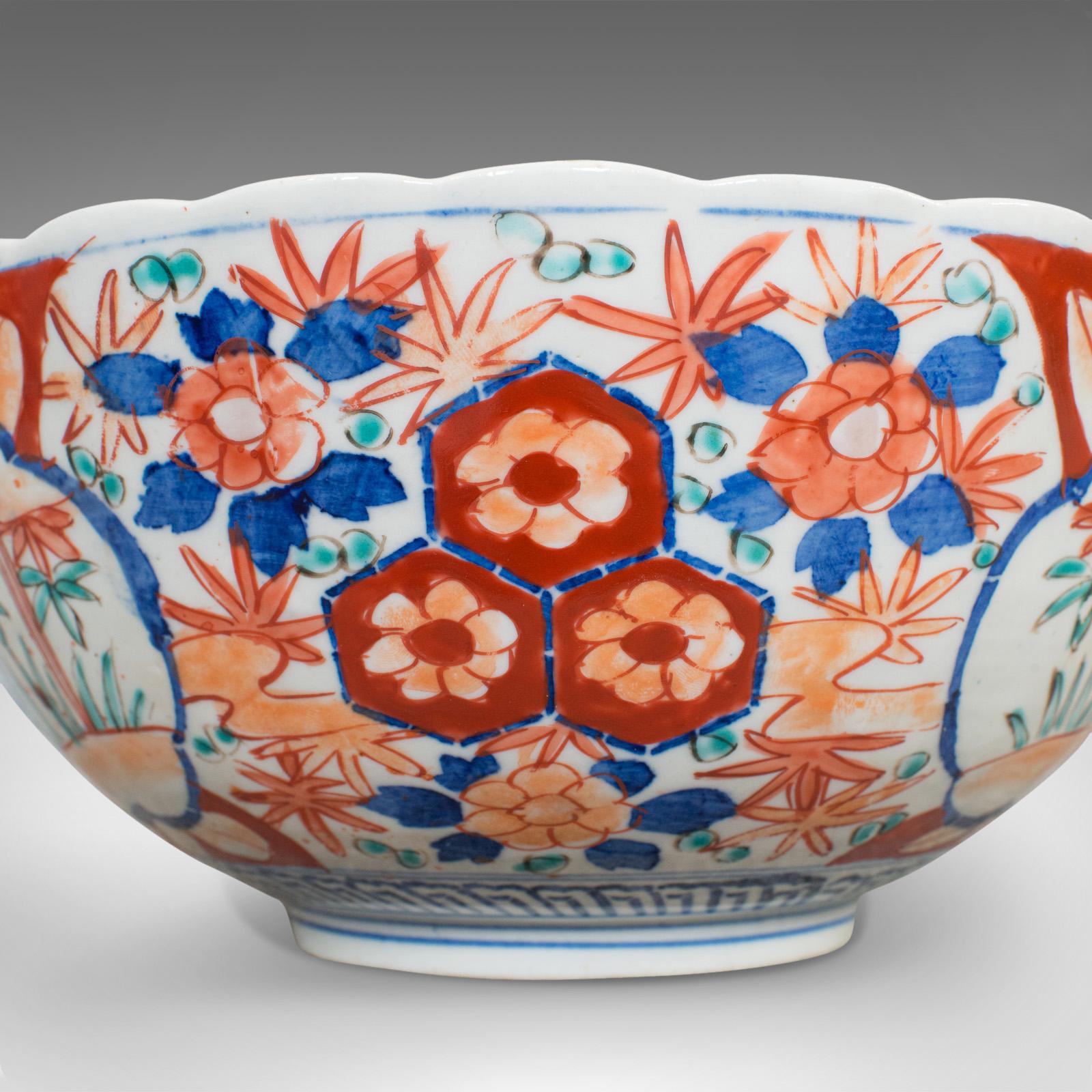 20th Century Large Vintage Imari Bowl, Oriental, Ceramic, Serving Dish, Art Deco, circa 1940