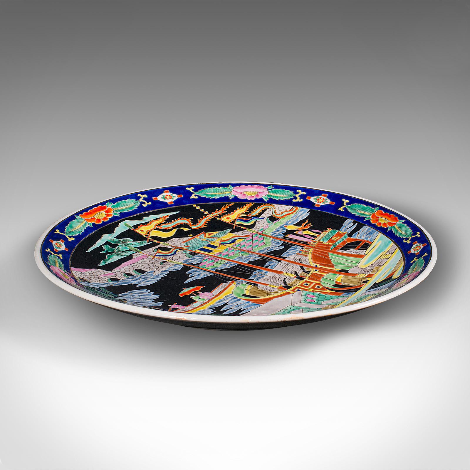Large Vintage Imari Plate, Japanese, Ceramic Decorative Charger, Art Deco, 1930 For Sale 3