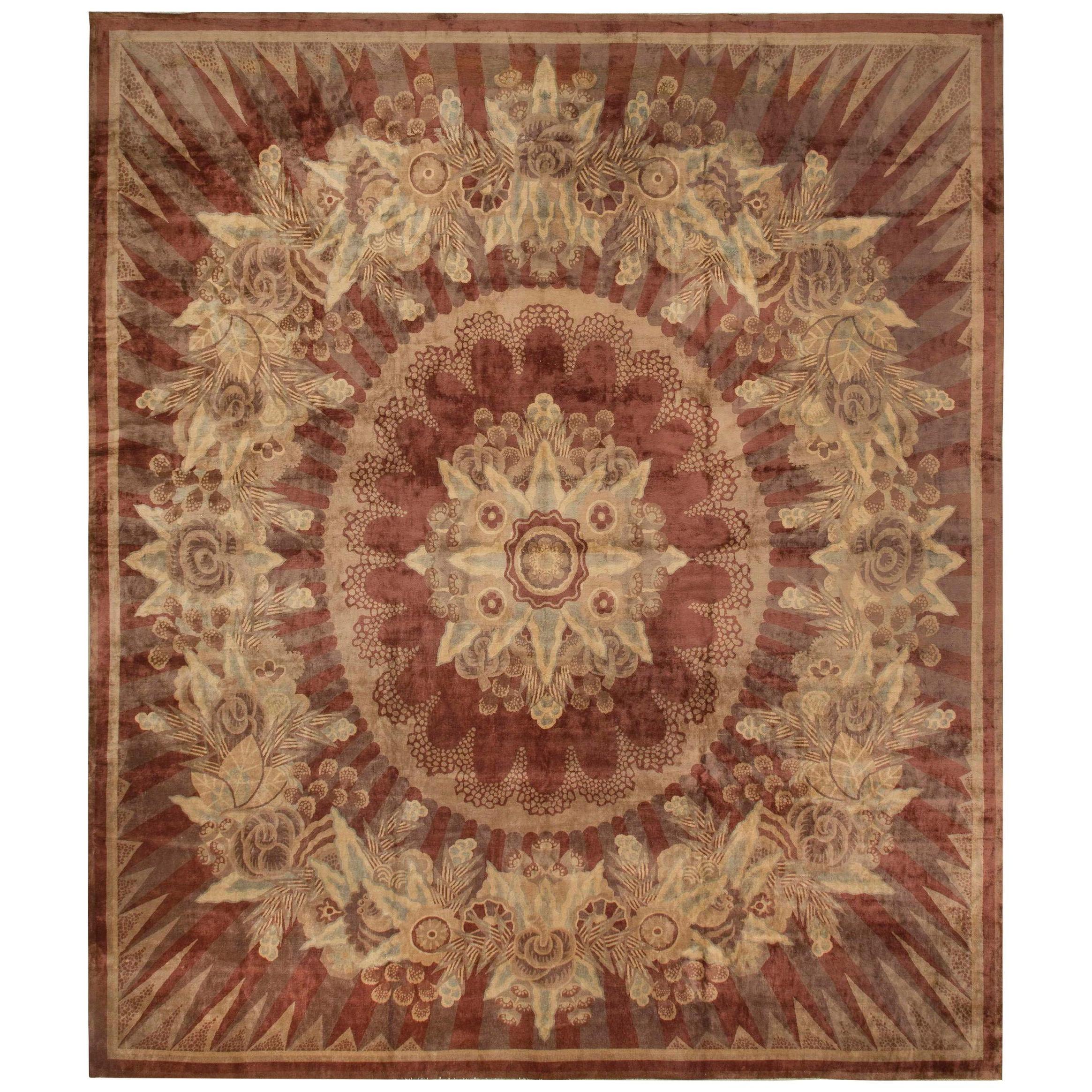Grand tapis en laine vintage indien Art of Vintage fait à la main