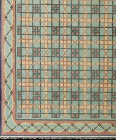 Large Vintage Indian Flat-Weave Cotton Dhurrie Rug from Mid-20th Century