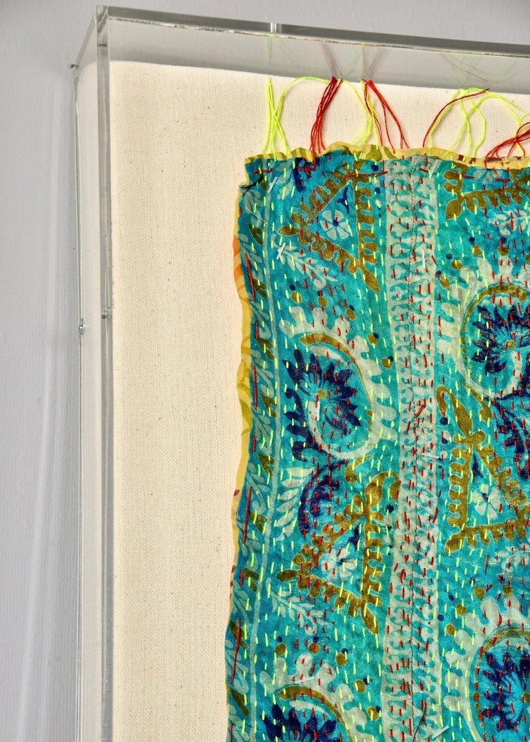 Large Vintage Indian Textile with Custom Frame For Sale at 1stDibs