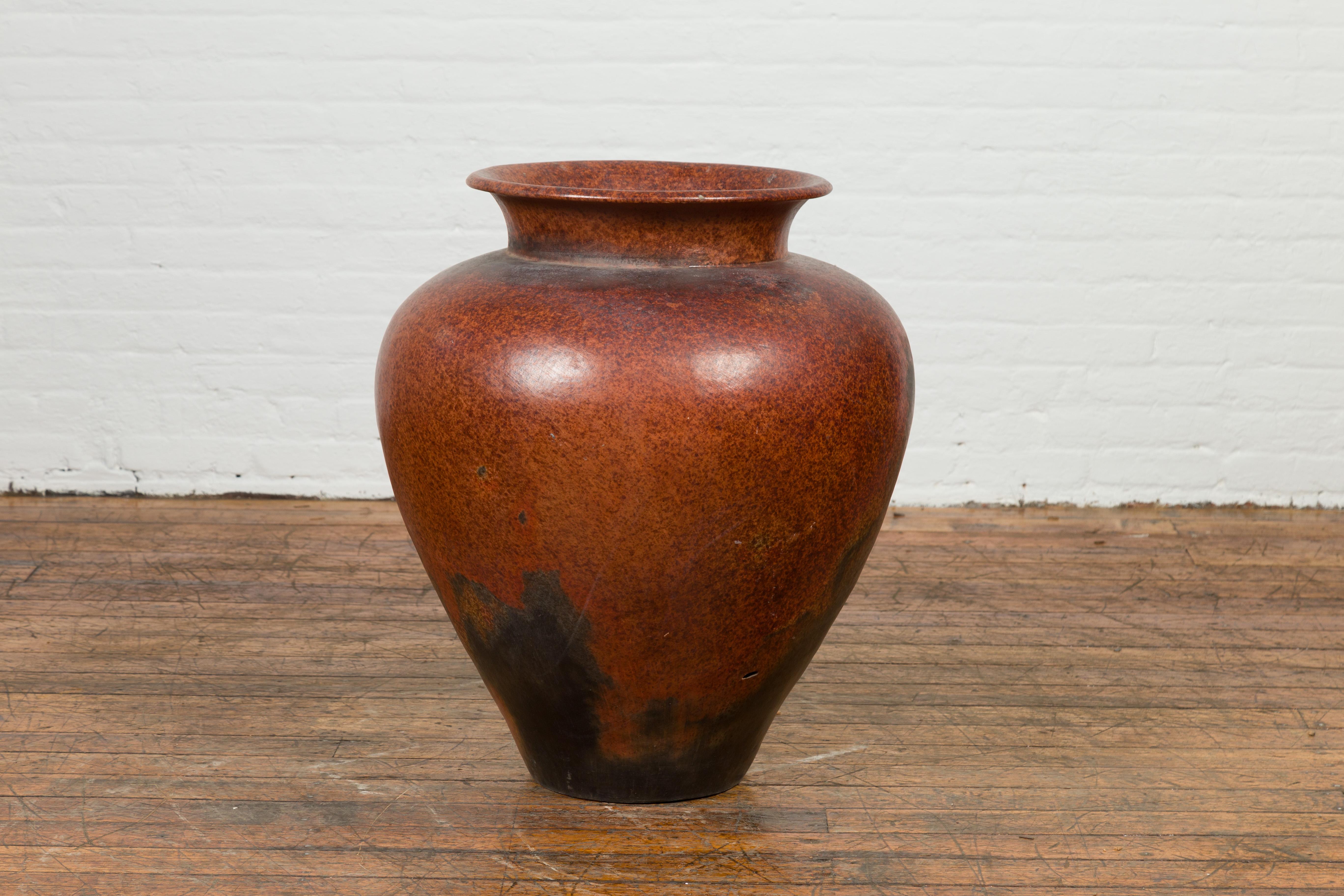 Large Vintage Indonesian Pottery Vase from Madura with Distressed Brown Patina For Sale 2
