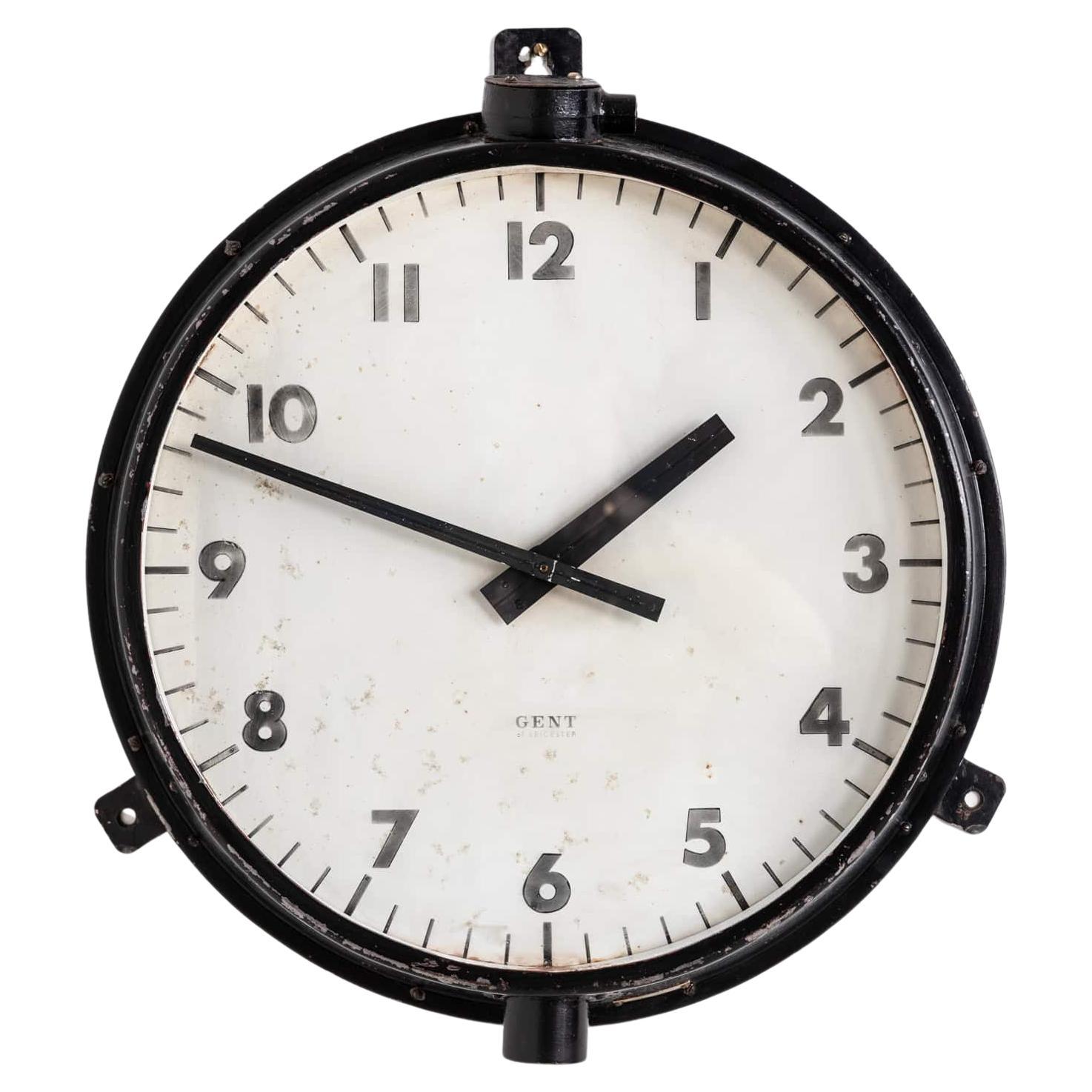 Large Vintage Industrial 18" Gents of Leicester Factory Railway Wall Clock c1930