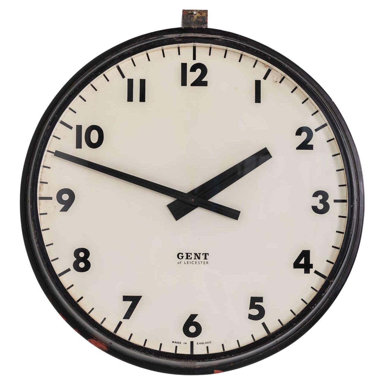 Large Vintage Industrial 24" Gents of Leicester Factory Railway Wall Clock c1930 For Sale