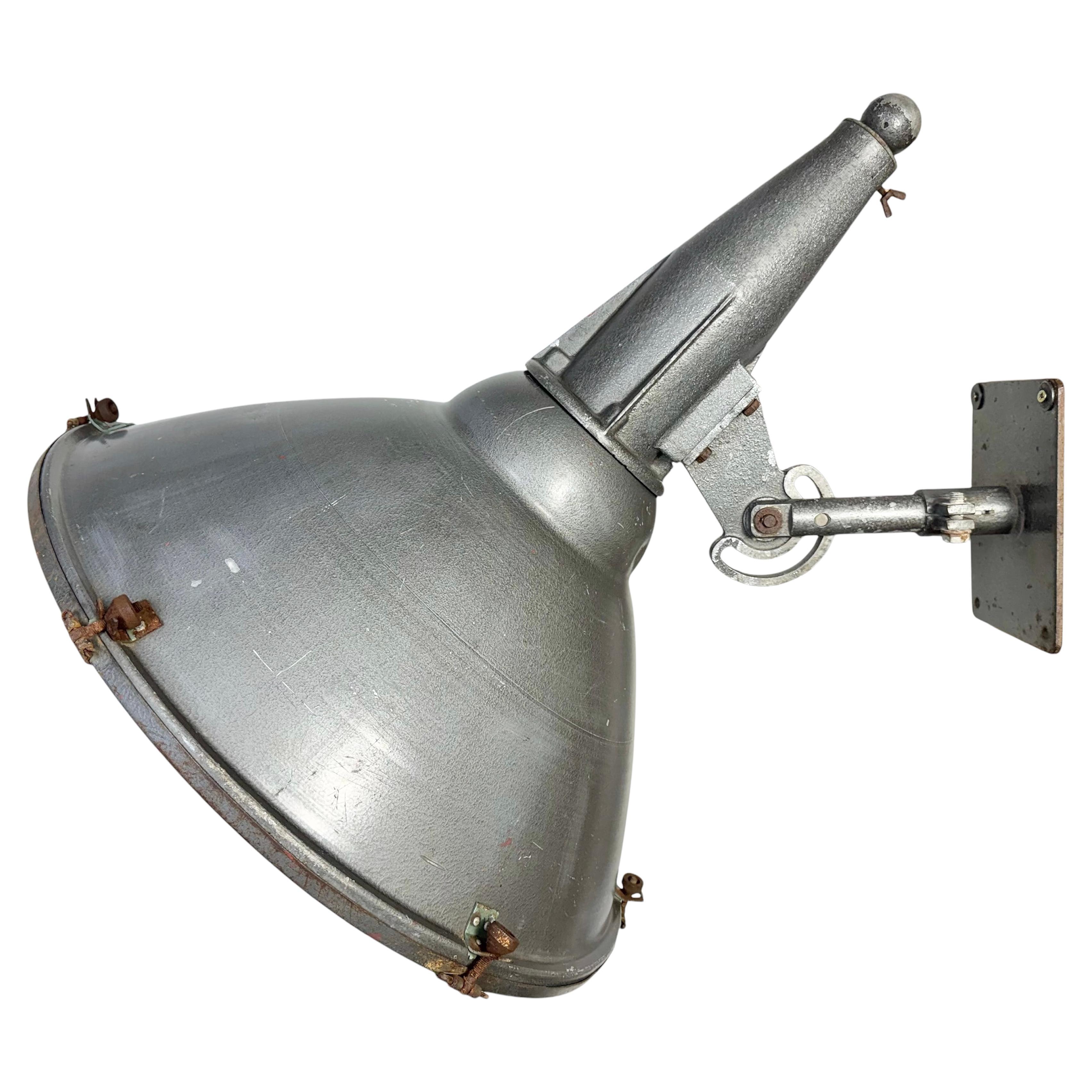 Large Vintage Industrial Aluminium Factory Wall Spotlight, 1970s