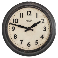 Grande orologio da parete elettrico Smith & Smith in metallo, vintage, industriale e Art Deco, circa 1950