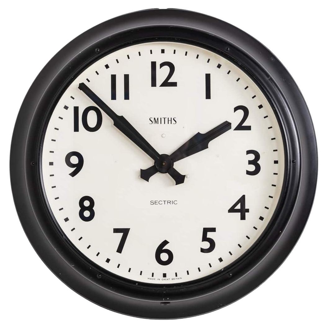 Large Vintage Industrial Art Deco Metal Smiths Electric Wall Clock, circa 1950