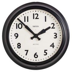 Large Vintage Industrial Art Deco Metal Smiths Electric Wall Clock, circa 1950