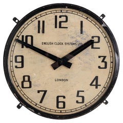 Large Vintage Industrial Art Deco Metal Smiths English Factory Wall Clock, c1930