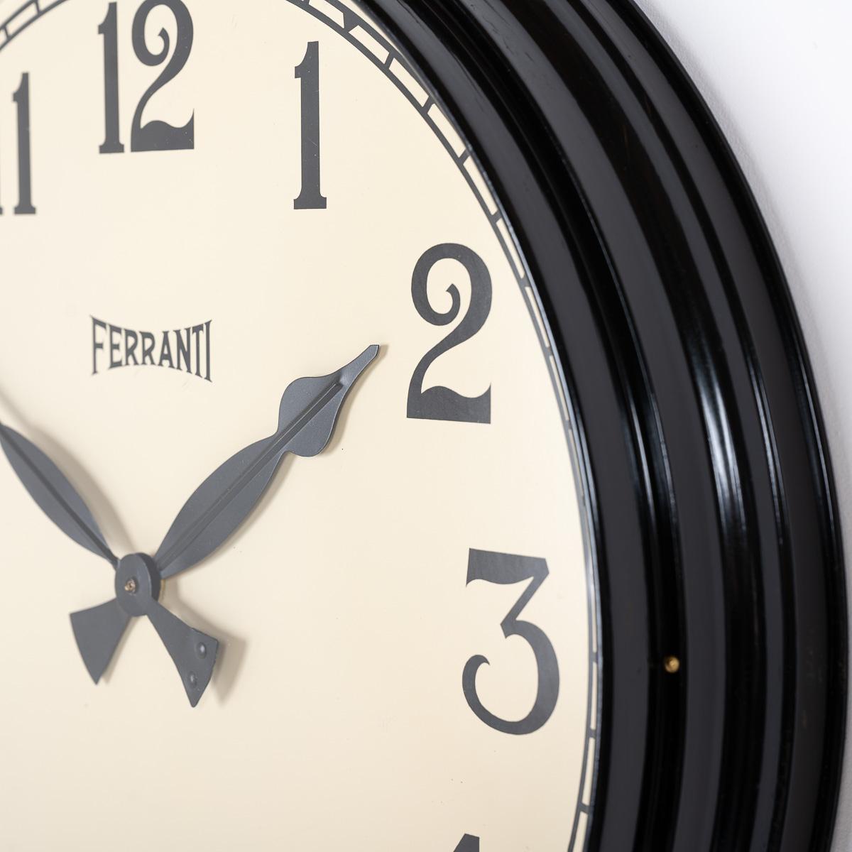 20th Century Large Vintage Industrial Painted Metal Wall Clock By Ferranti Ltd