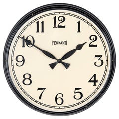 Large Antique Industrial Painted Metal Wall Clock By Ferranti Ltd