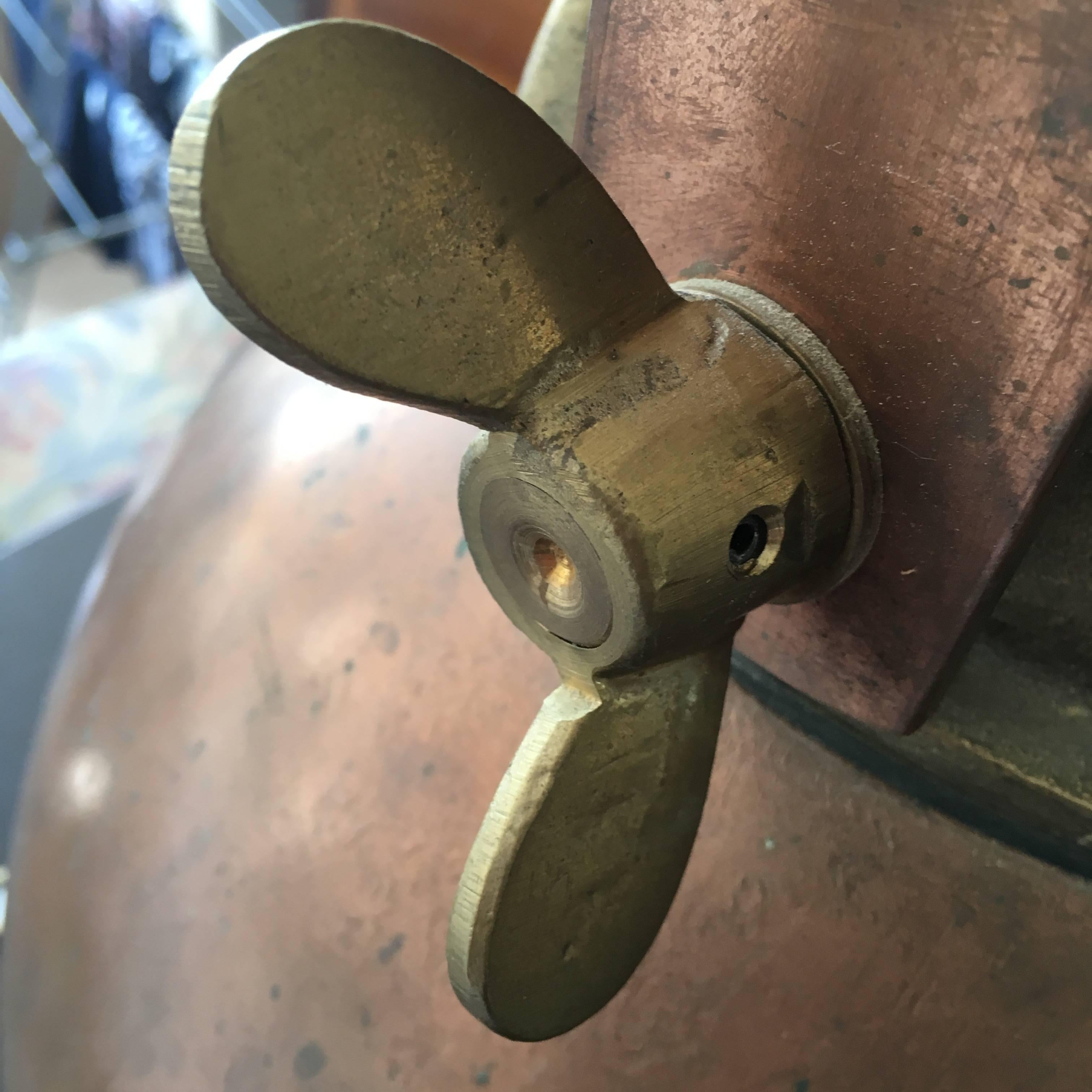 Grande lampe à suspension industrielle vintage en laiton épais et cuivre, Danemark en vente 3