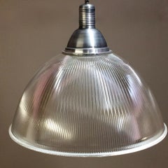 Large Vintage Industrial Prismatic Holophane Pendant Lights