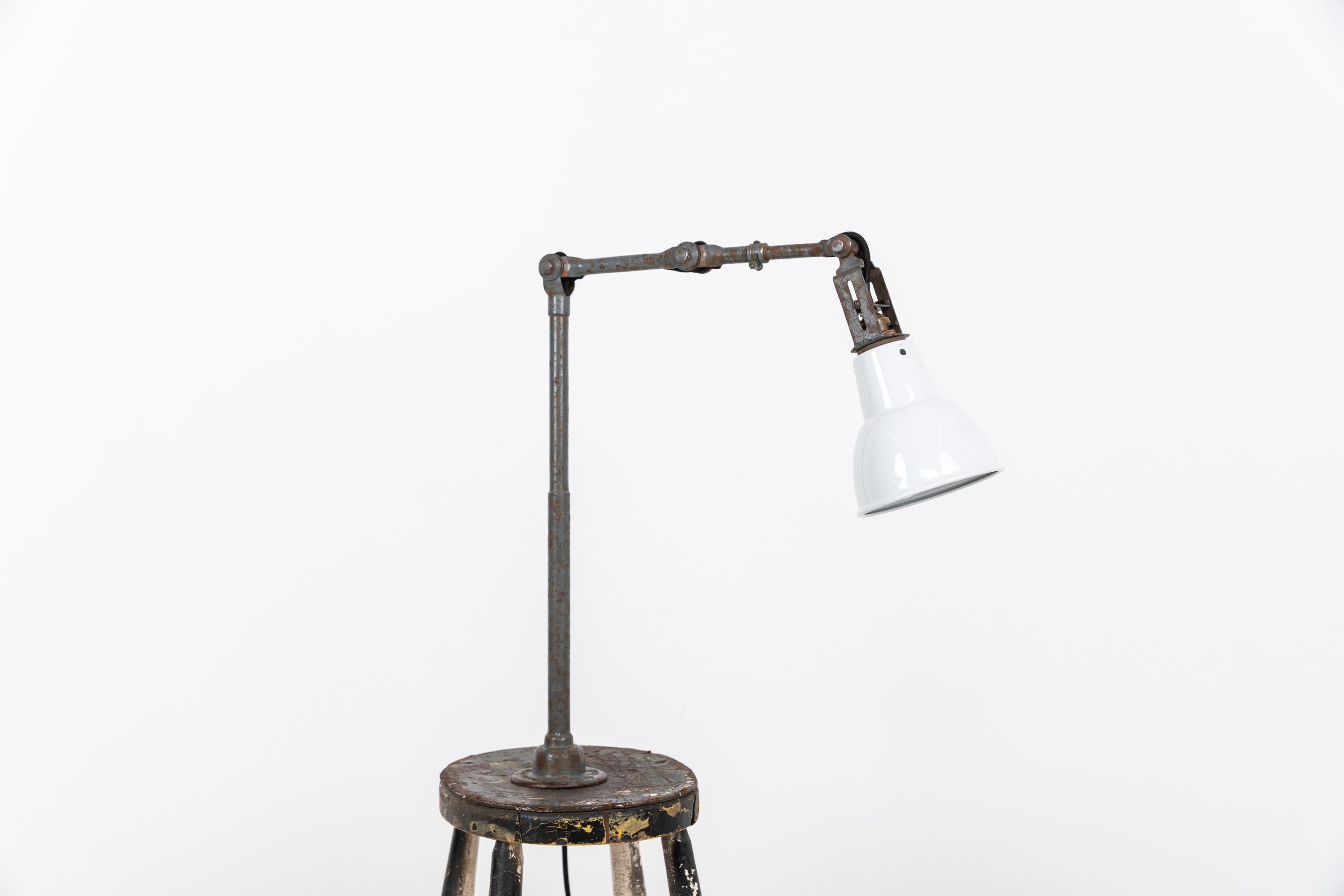 Large Vintage Industrial Steel Dugdills Machinist's Wall Desk Lamp Light, C.1930 5